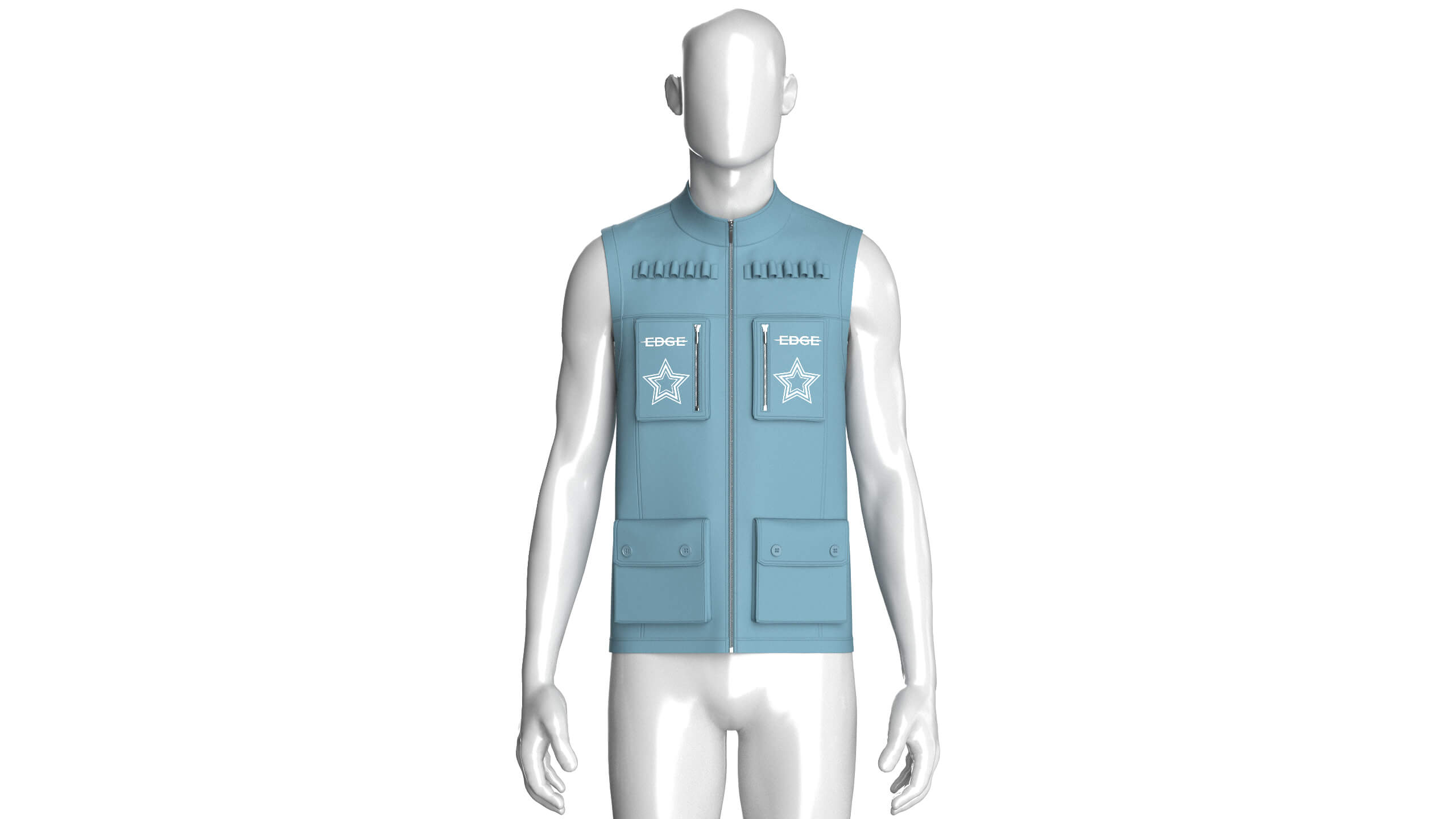 Mens Tactical Utility Vest with Star Print 3D Model