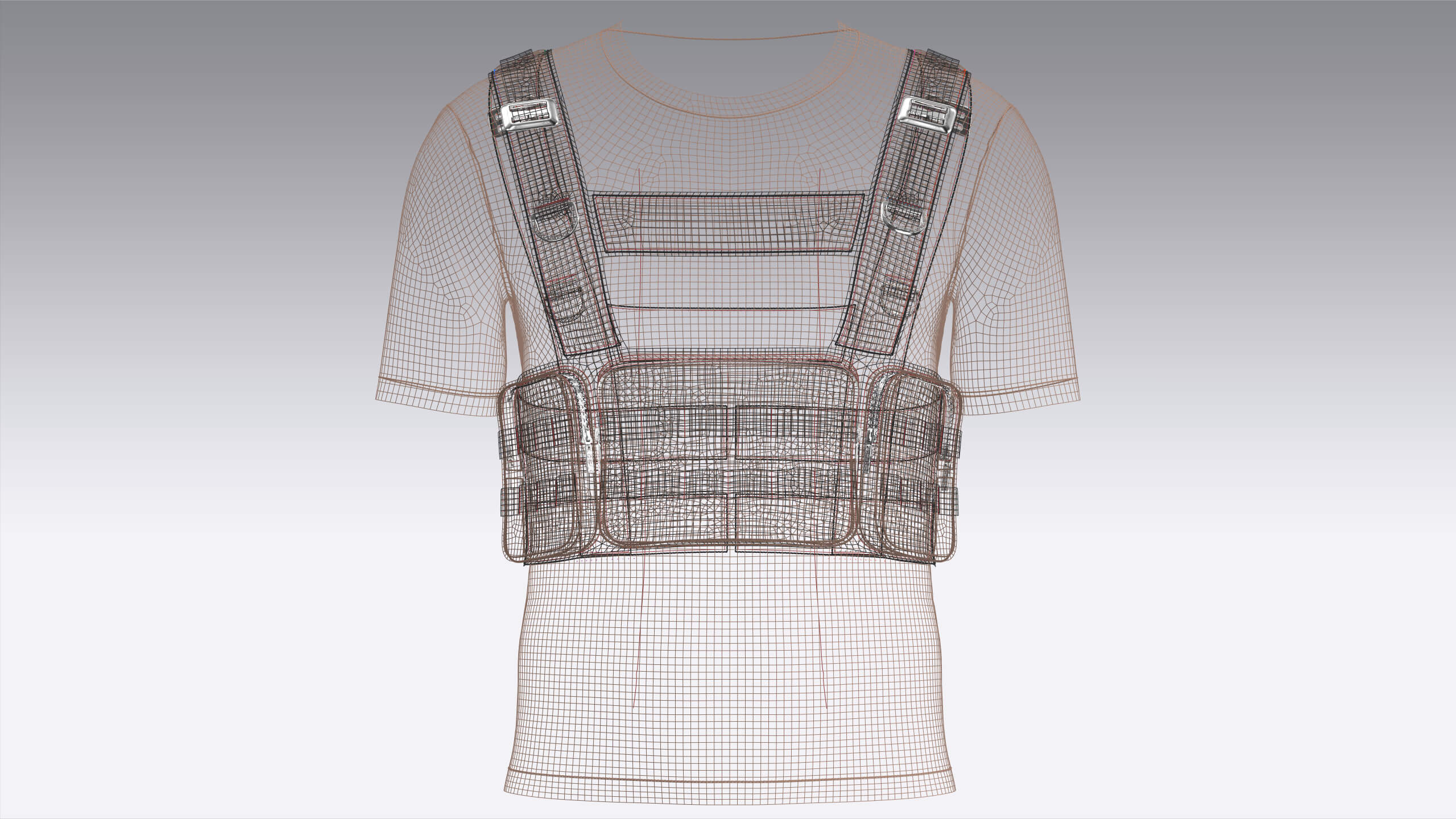 Men T-Shirt with Tactical Chest Rig V2 3D Model