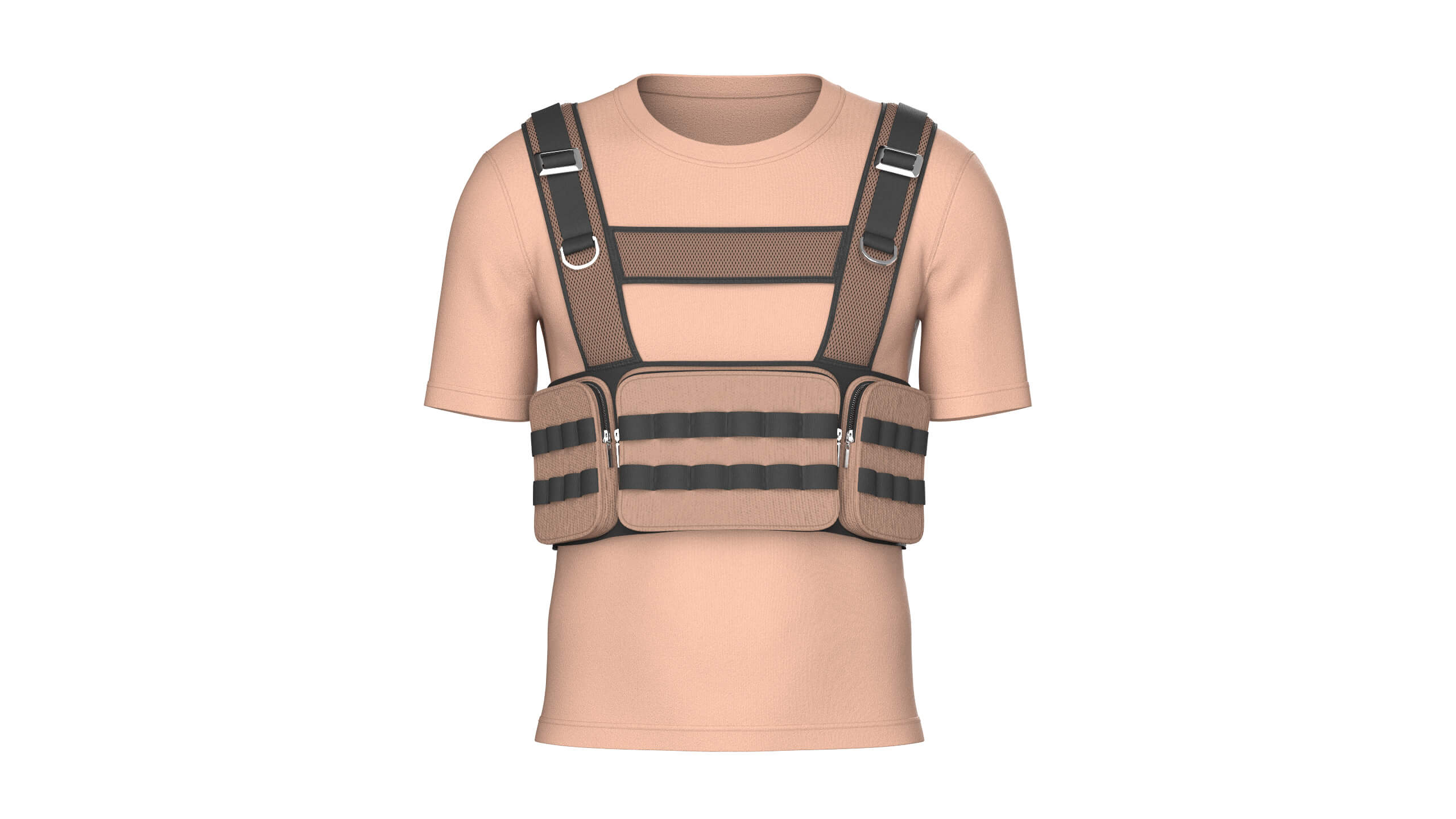 Men T-Shirt with Tactical Chest Rig V2 3D Model