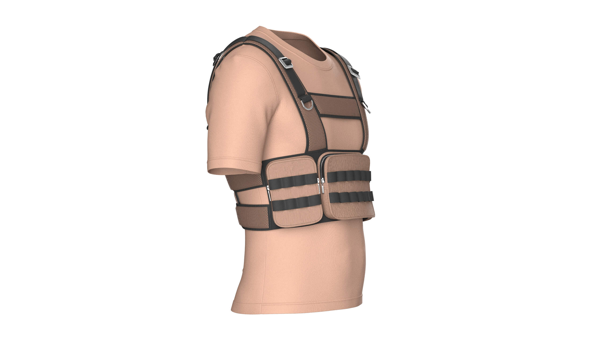 Men T-Shirt with Tactical Chest Rig V2 3D Model