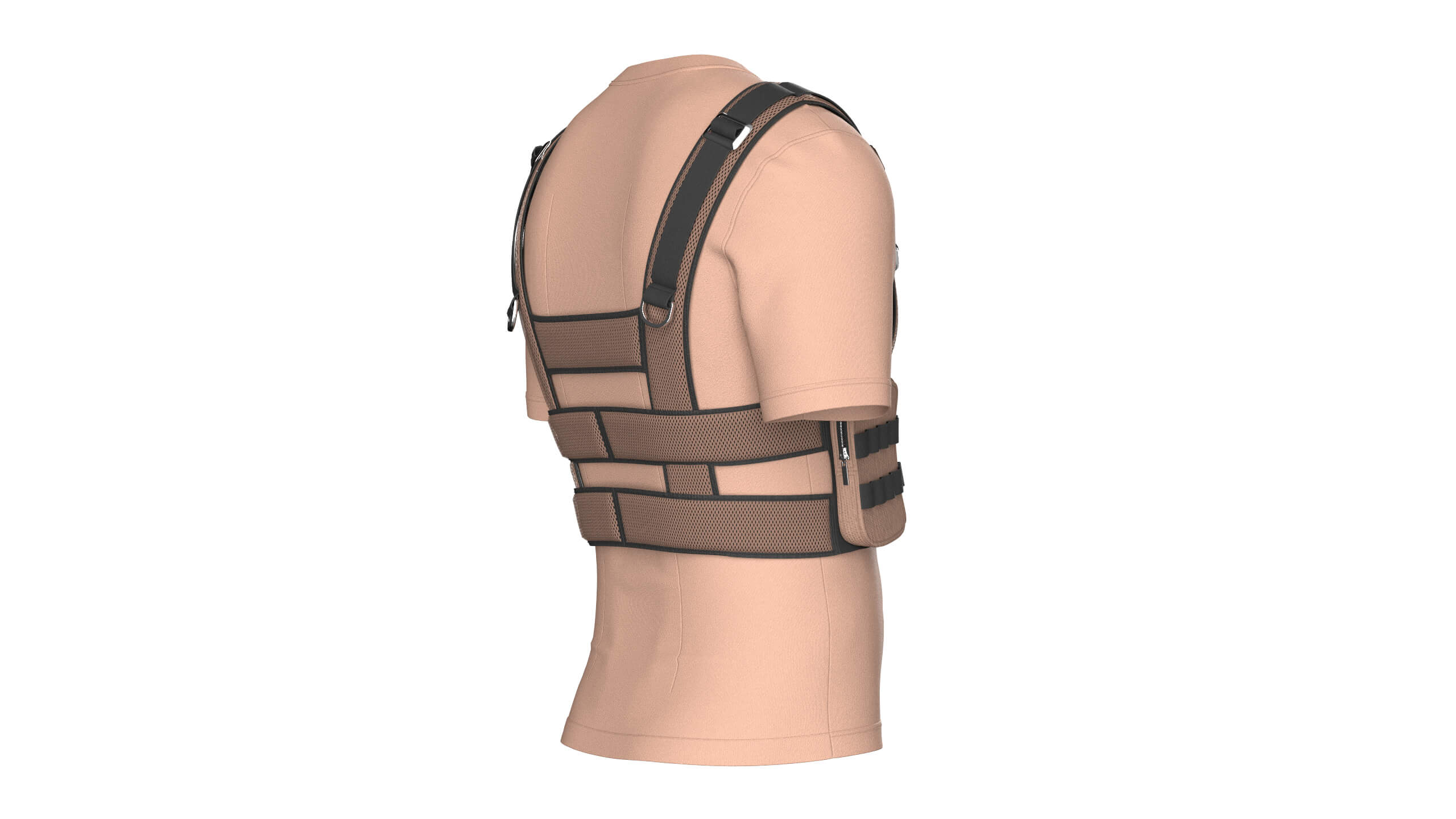 Men T-Shirt with Tactical Chest Rig V2 3D Model