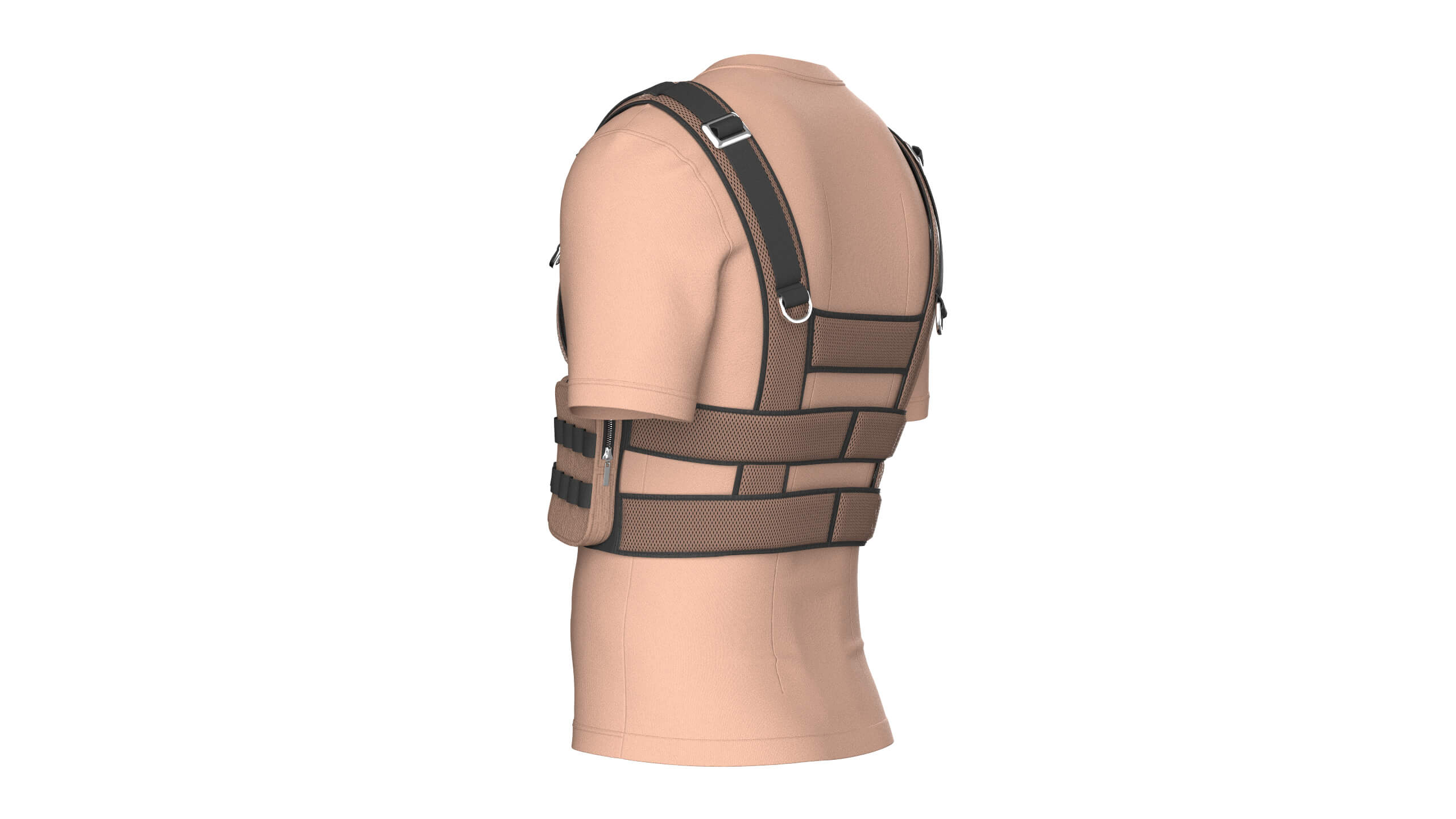 Men T-Shirt with Tactical Chest Rig V2 3D Model