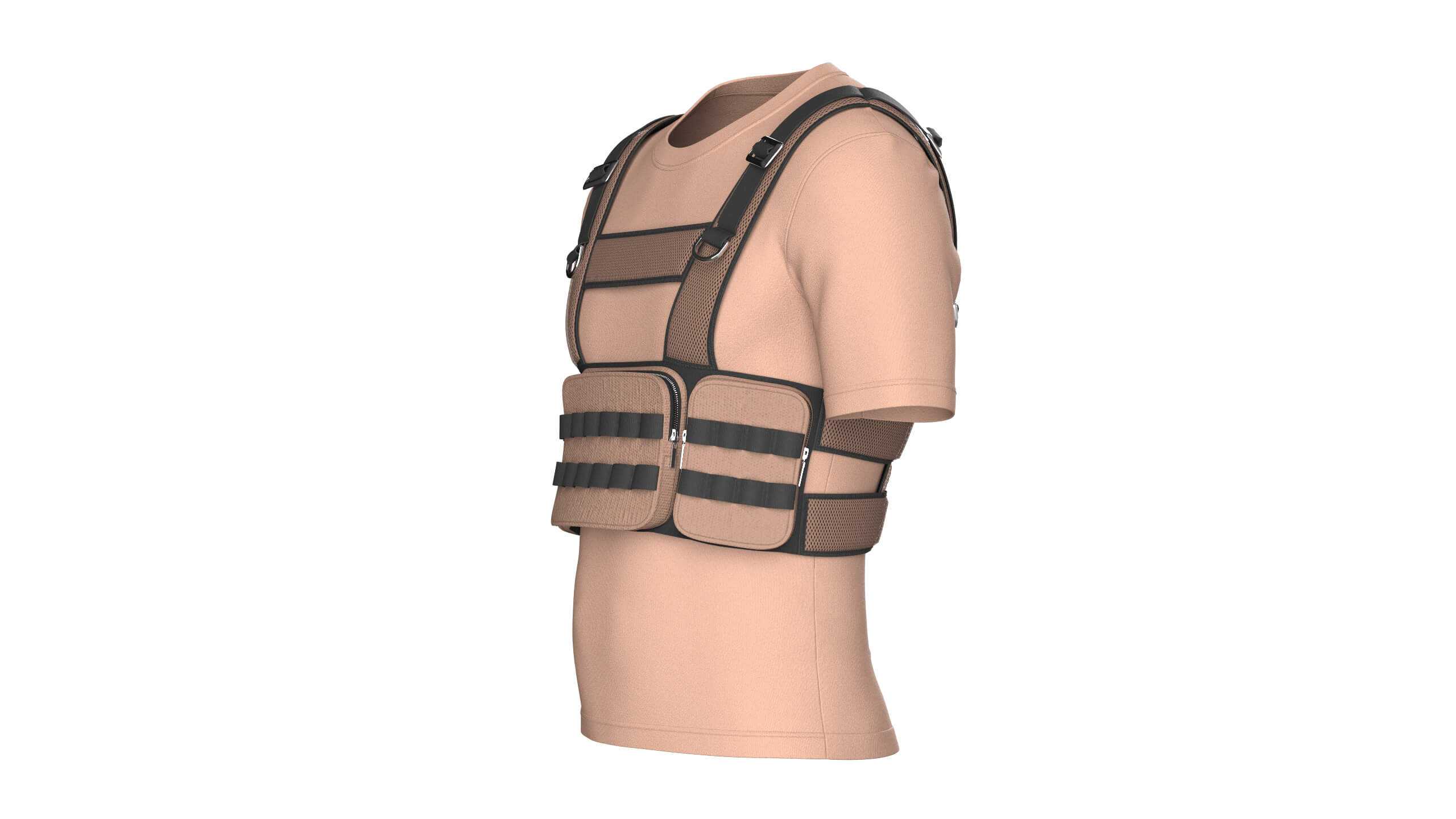 Men T-Shirt with Tactical Chest Rig V2 3D Model