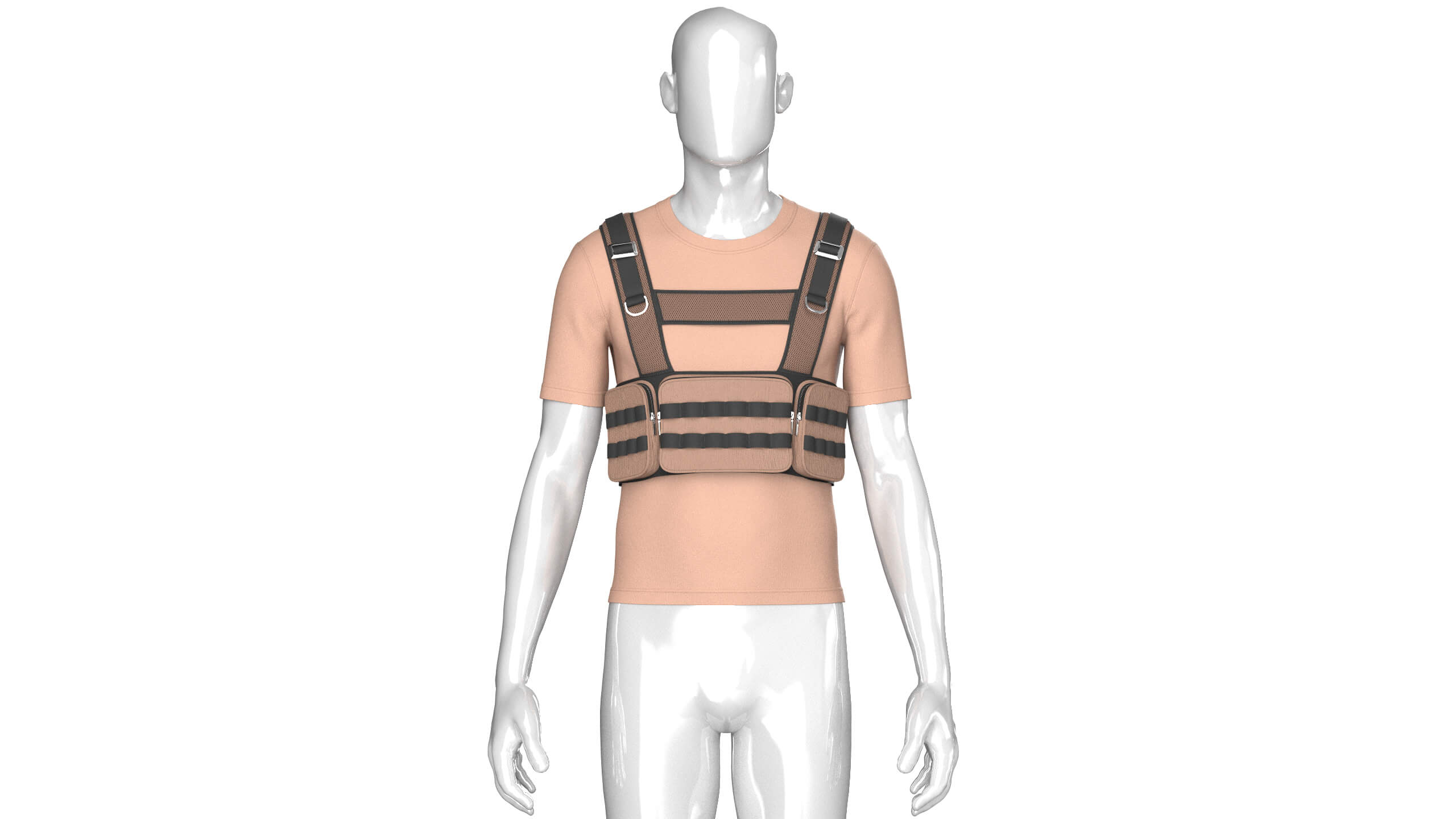 Men T-Shirt with Tactical Chest Rig V2 3D Model
