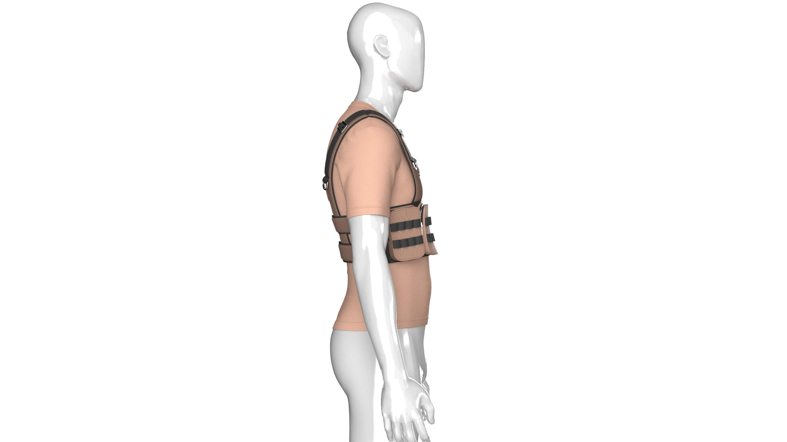 Men T-Shirt with Tactical Chest Rig V2 3D Model