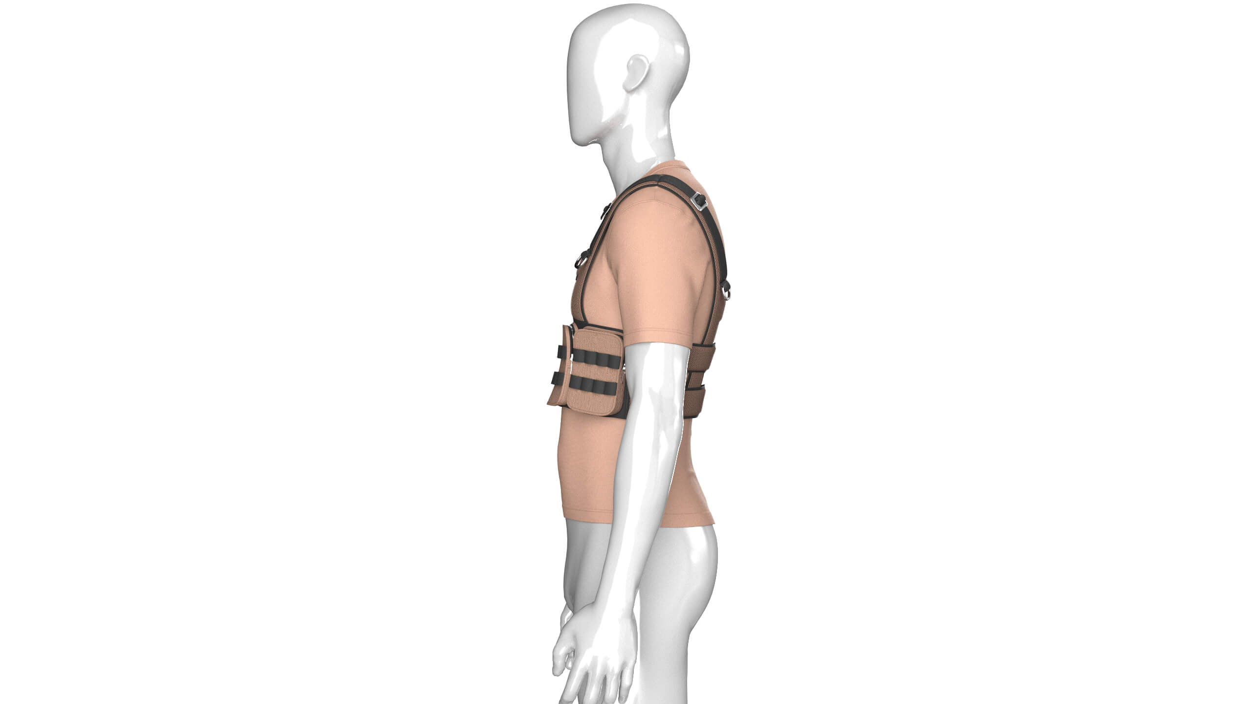 Men T-Shirt with Tactical Chest Rig V2 3D Model