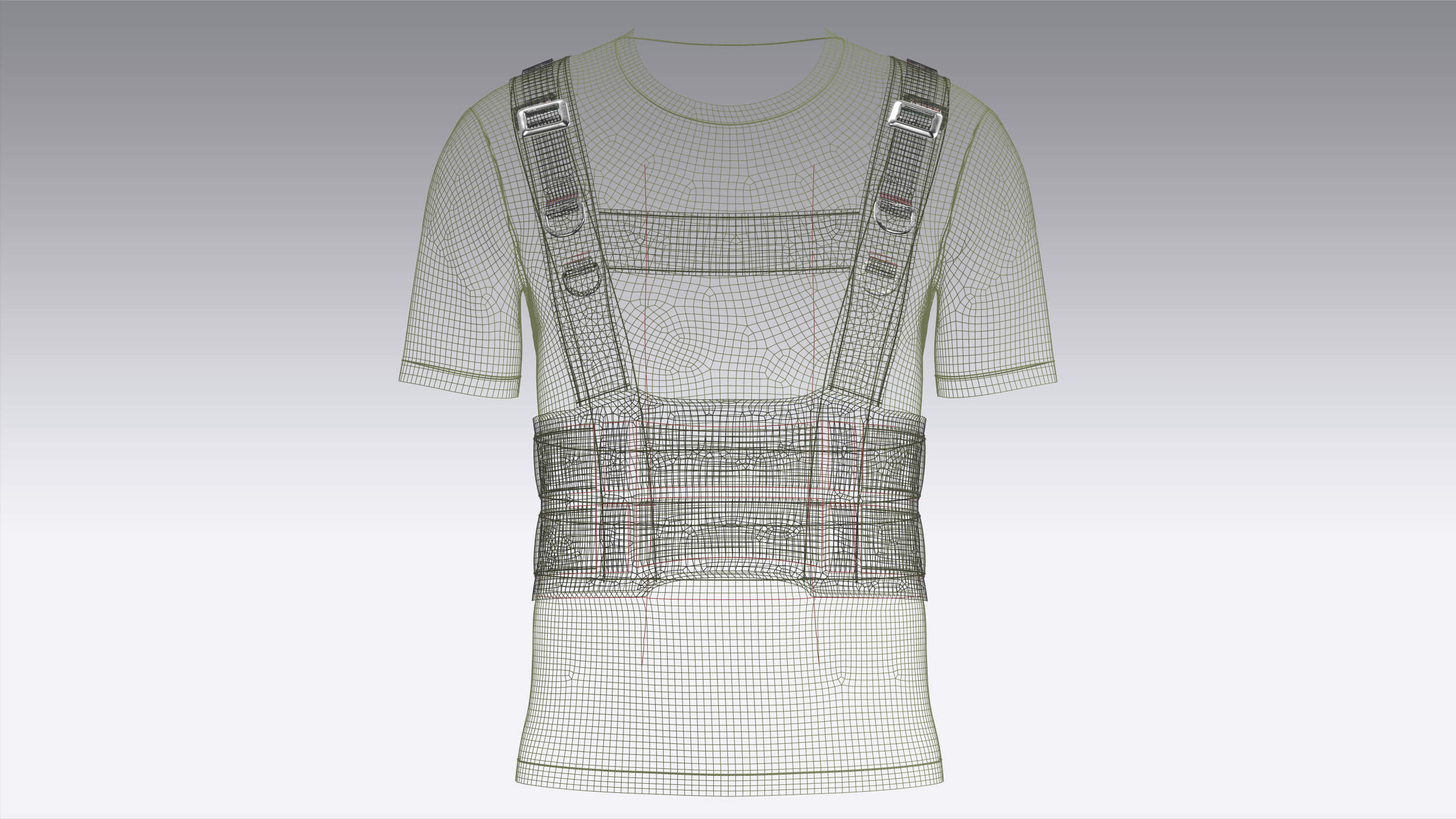 Men T-Shirt with Tactical Chest Rig 3D Model
