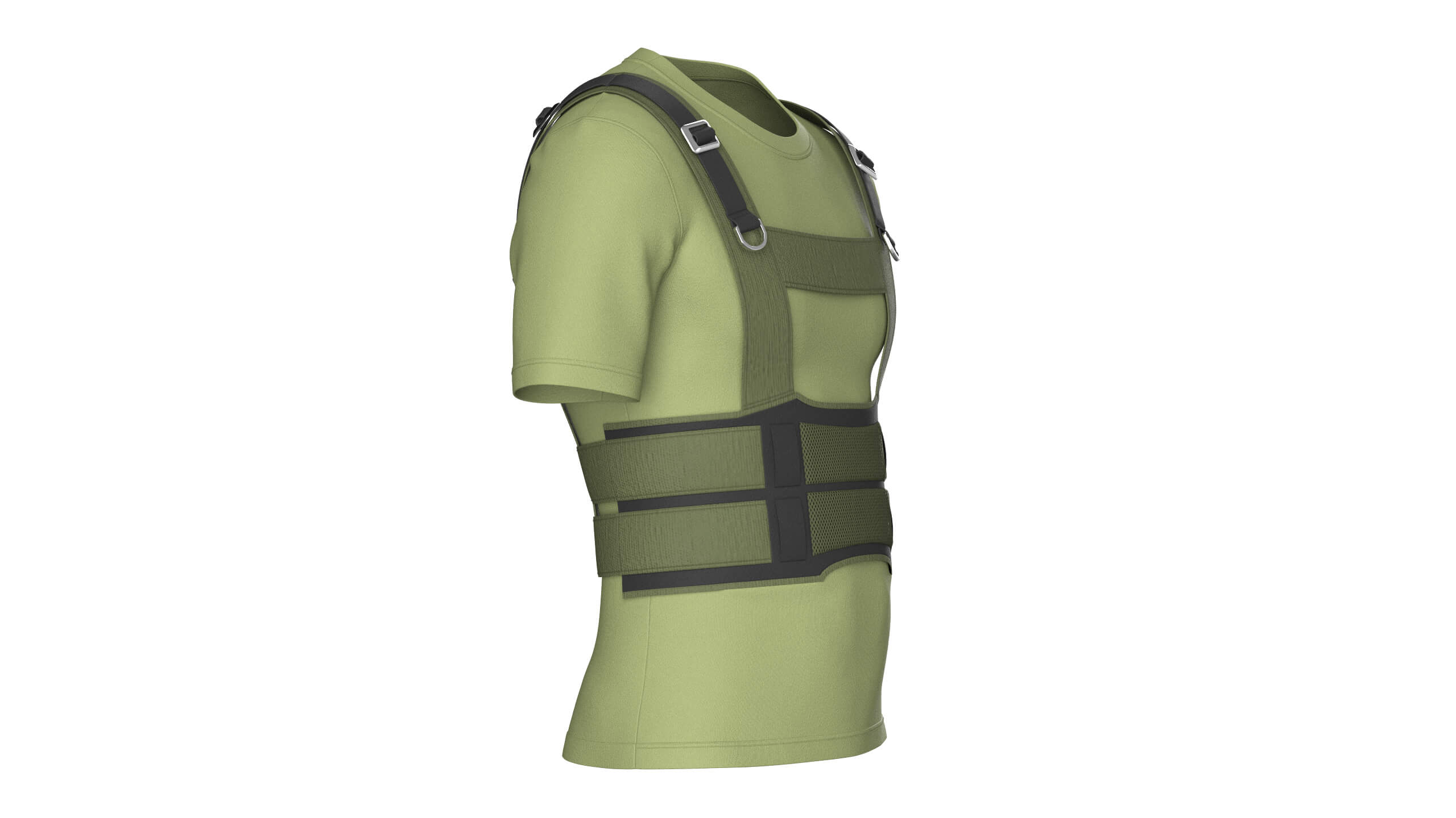 Men T-Shirt with Tactical Chest Rig 3D Model
