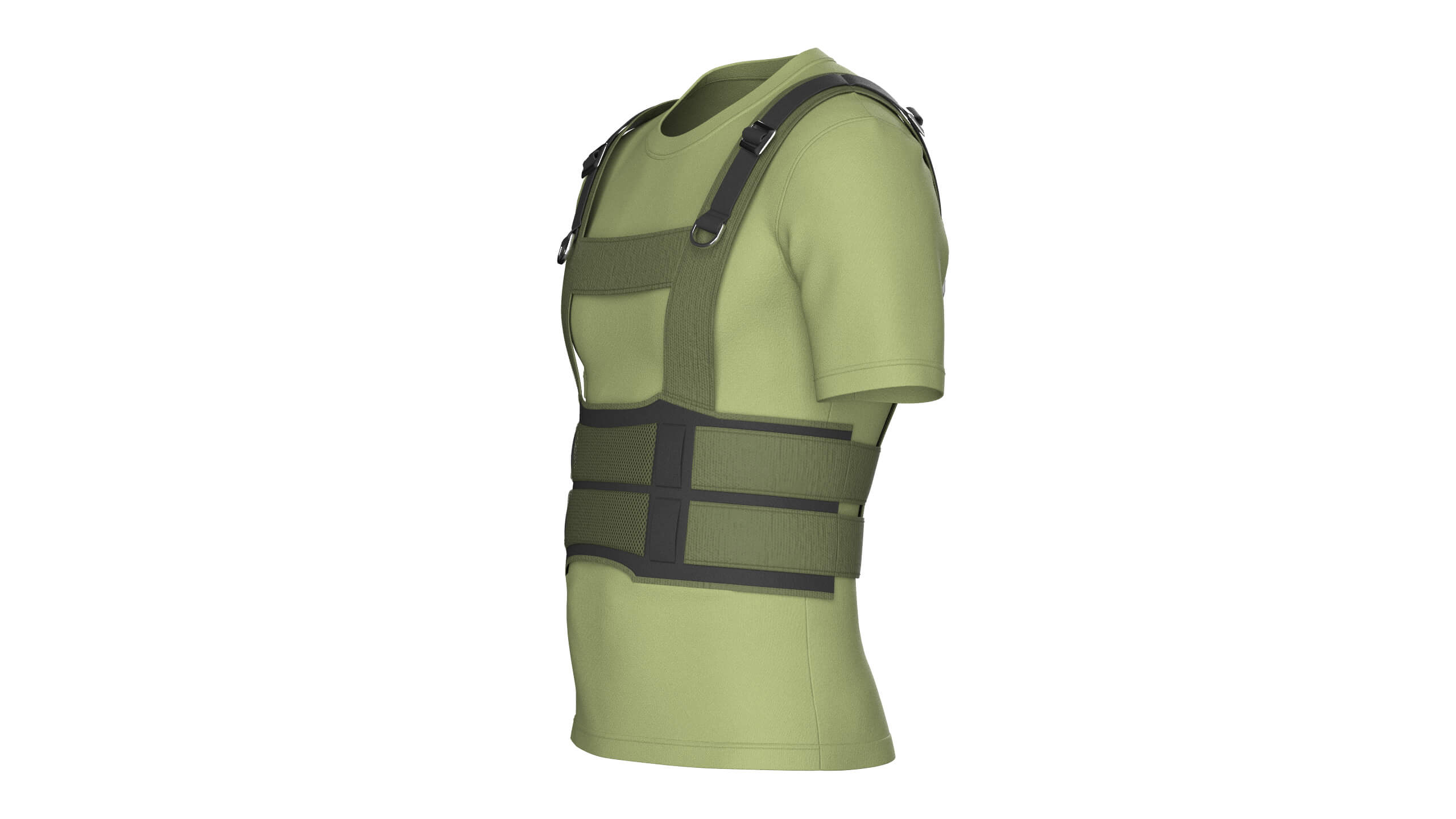 Men T-Shirt with Tactical Chest Rig 3D Model