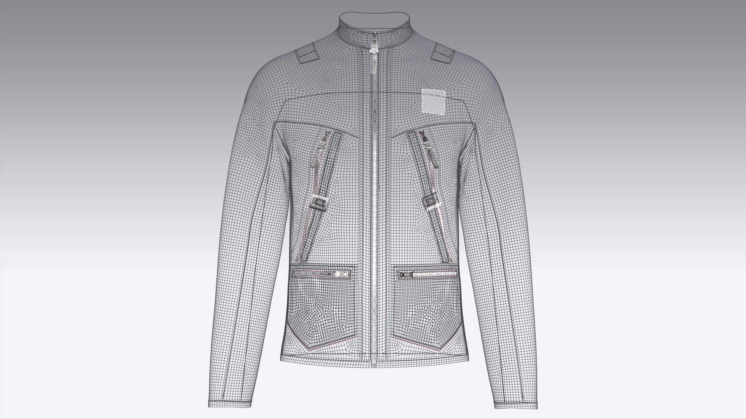Men Tactical Jacket with Buckle Straps 3D Model