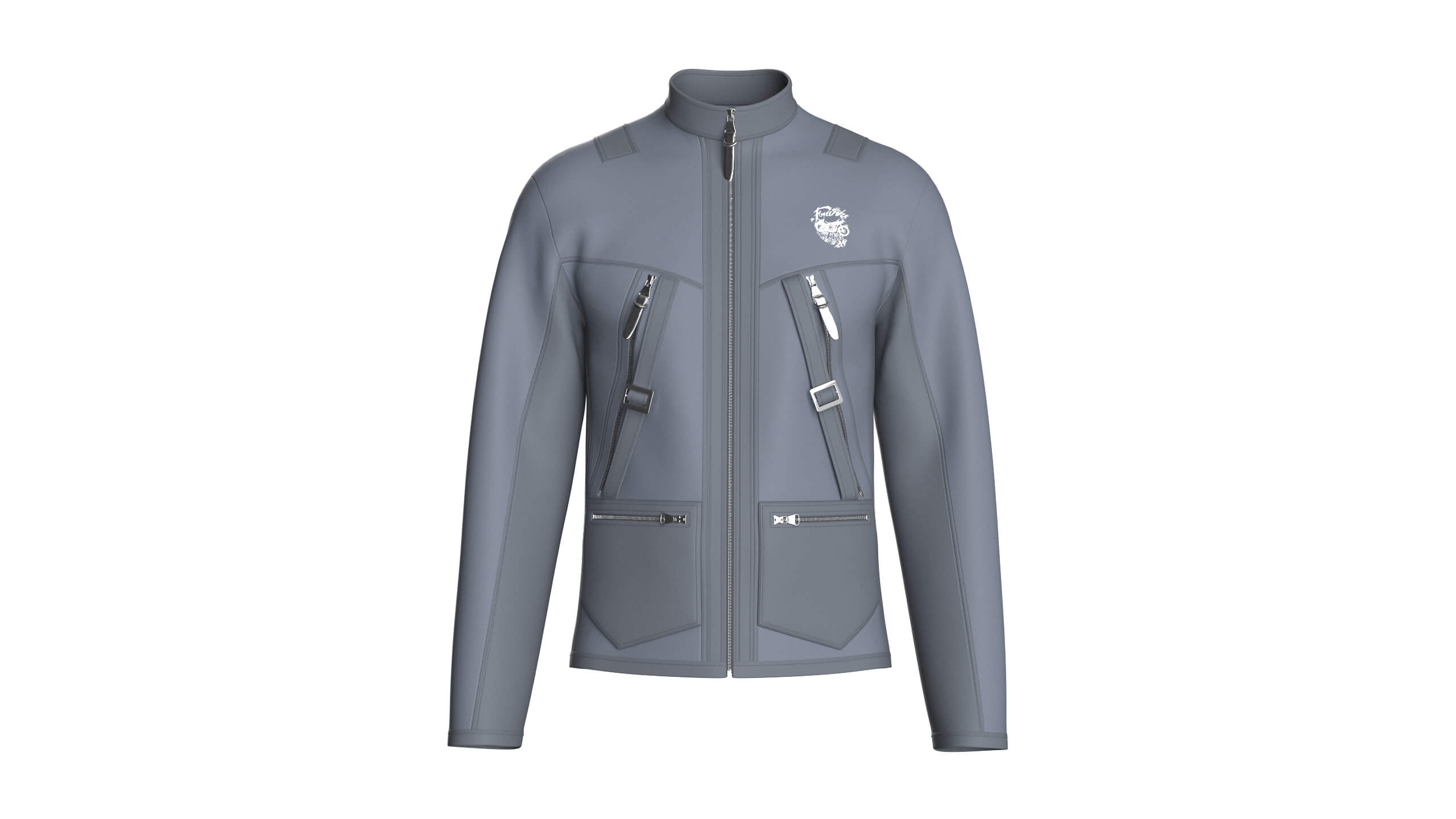 Men Tactical Jacket with Buckle Straps 3D Model
