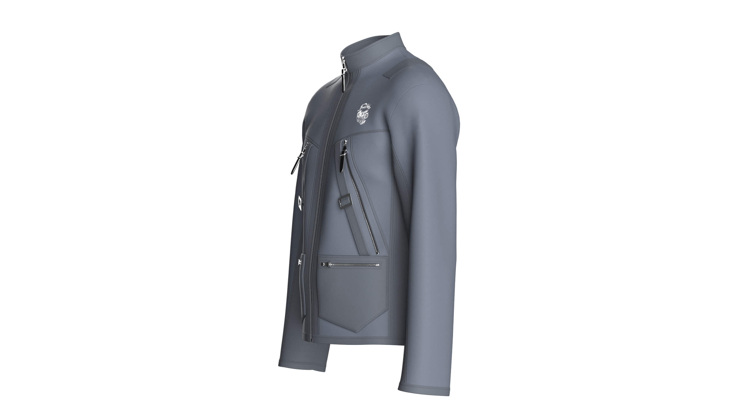 Men Tactical Jacket with Buckle Straps 3D Model