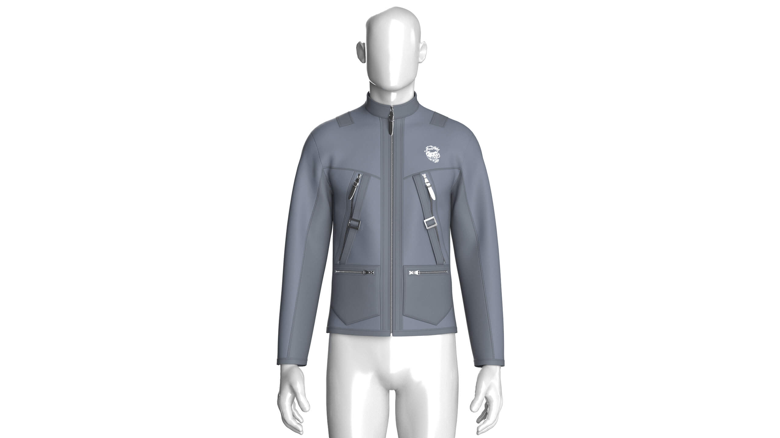 Men Tactical Jacket with Buckle Straps 3D Model
