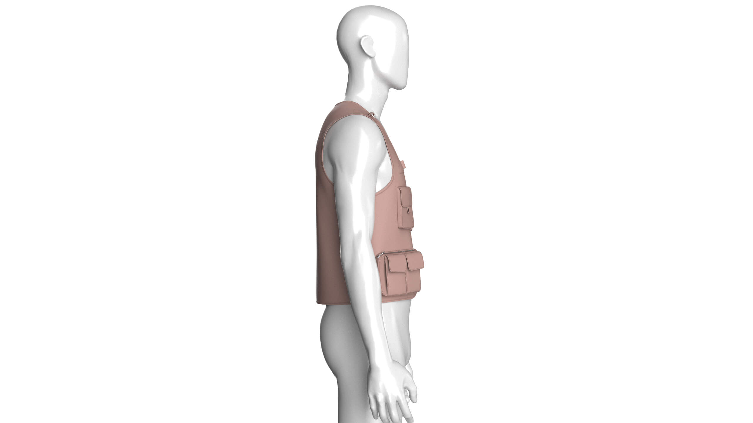 Men Tactical Vest with Multi-Pockets 3D Model