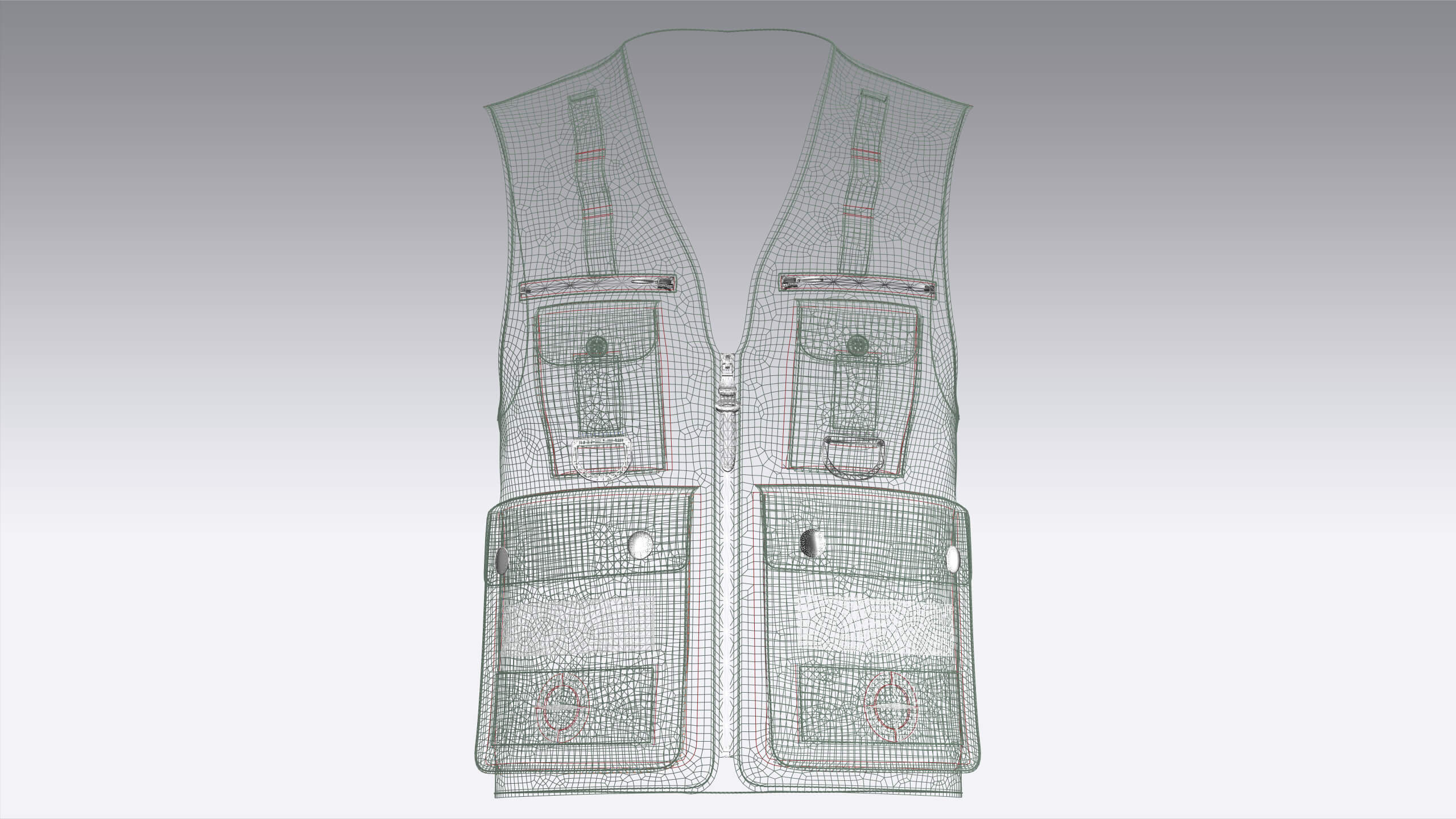 Men V-Neck Full Zip Tactical Utility Vest 3D Model