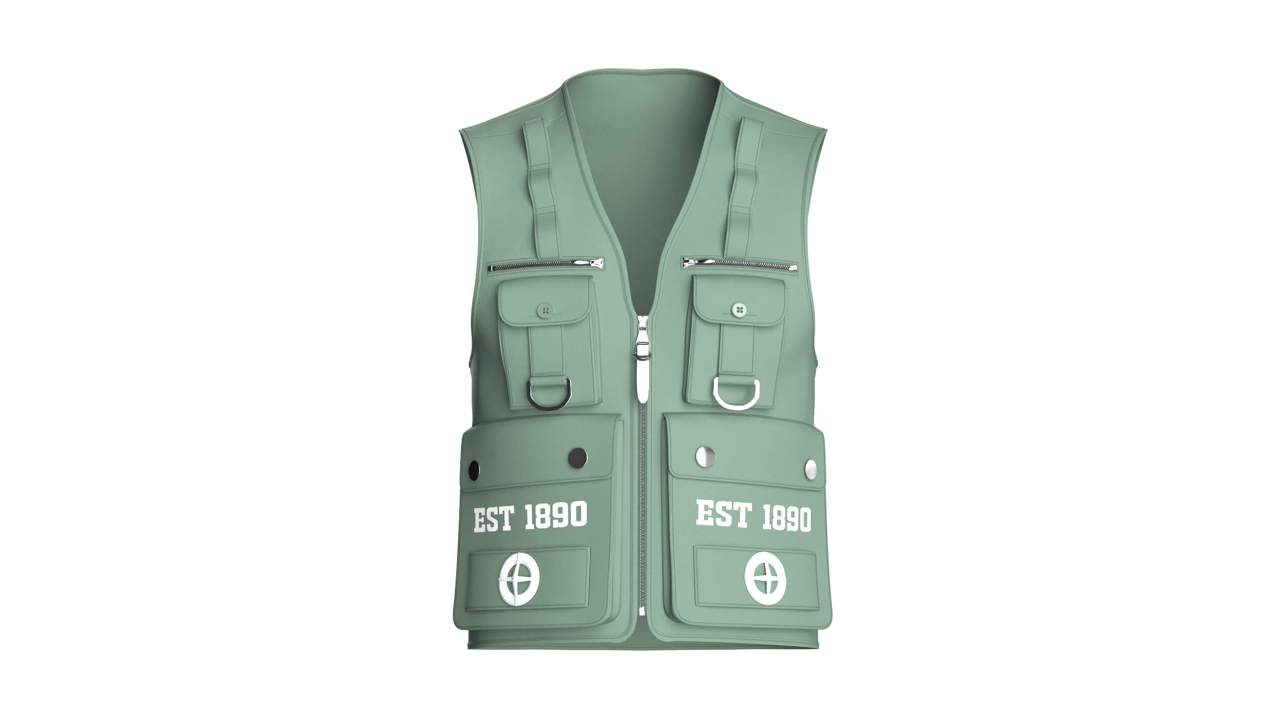 Men V-Neck Full Zip Tactical Utility Vest 3D Model