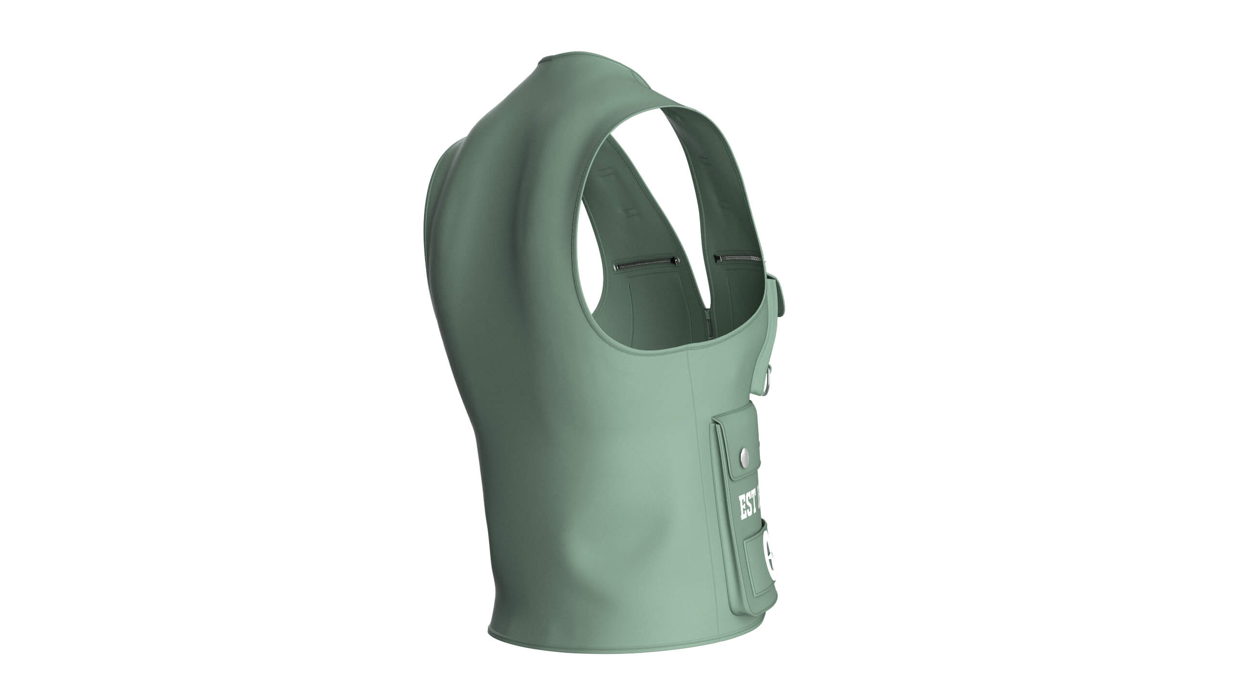 Men V-Neck Full Zip Tactical Utility Vest 3D Model
