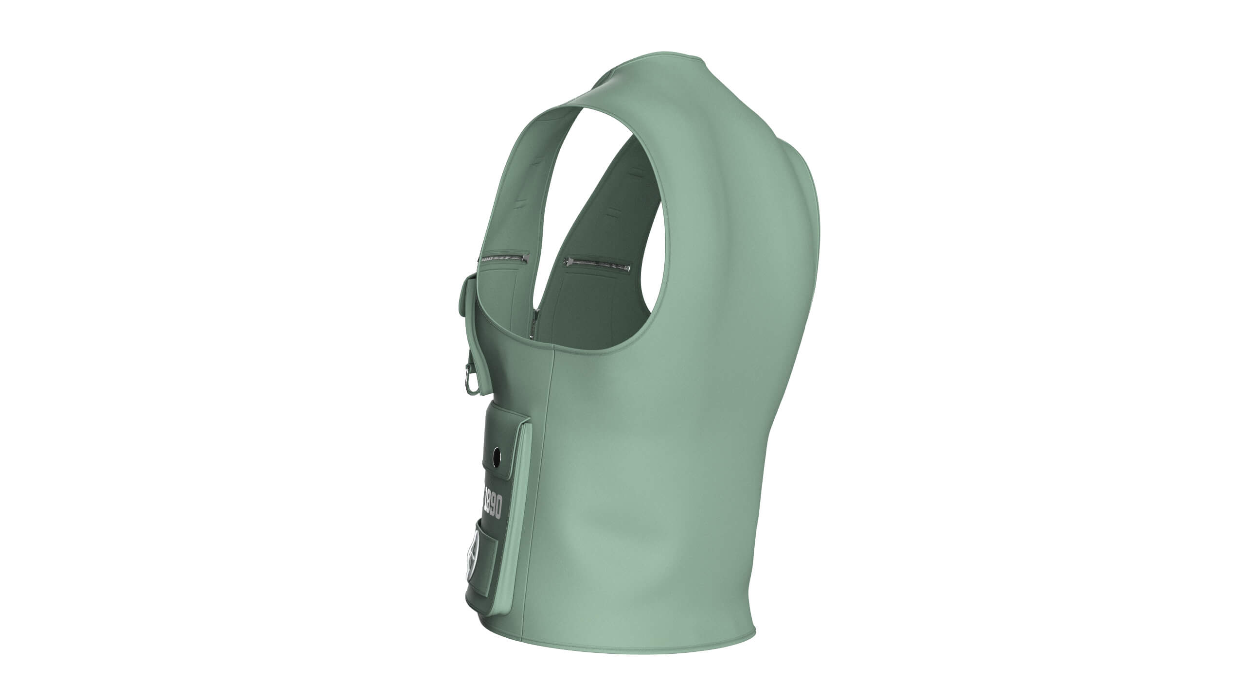 Men V-Neck Full Zip Tactical Utility Vest 3D Model