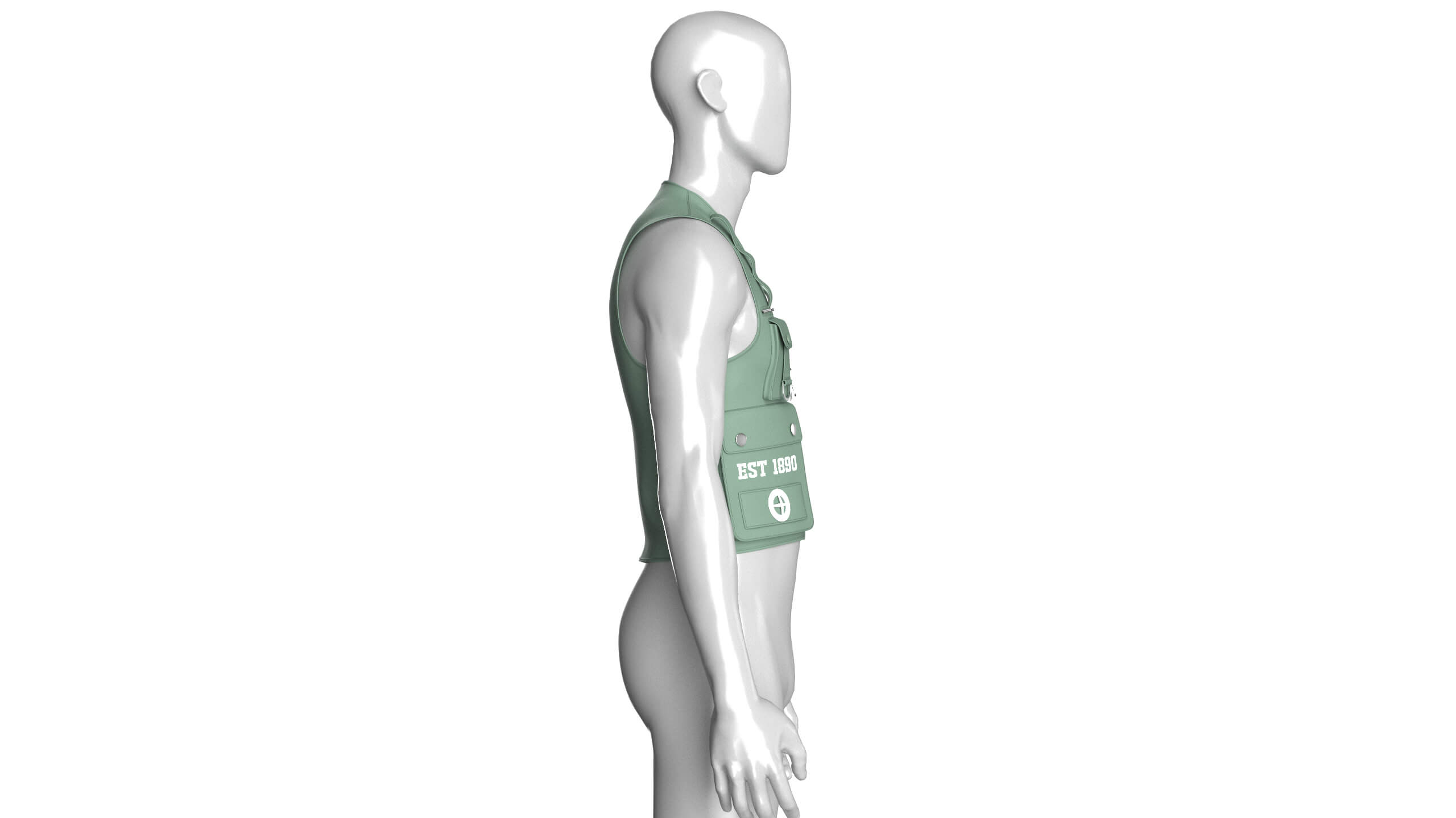 Men V-Neck Full Zip Tactical Utility Vest 3D Model