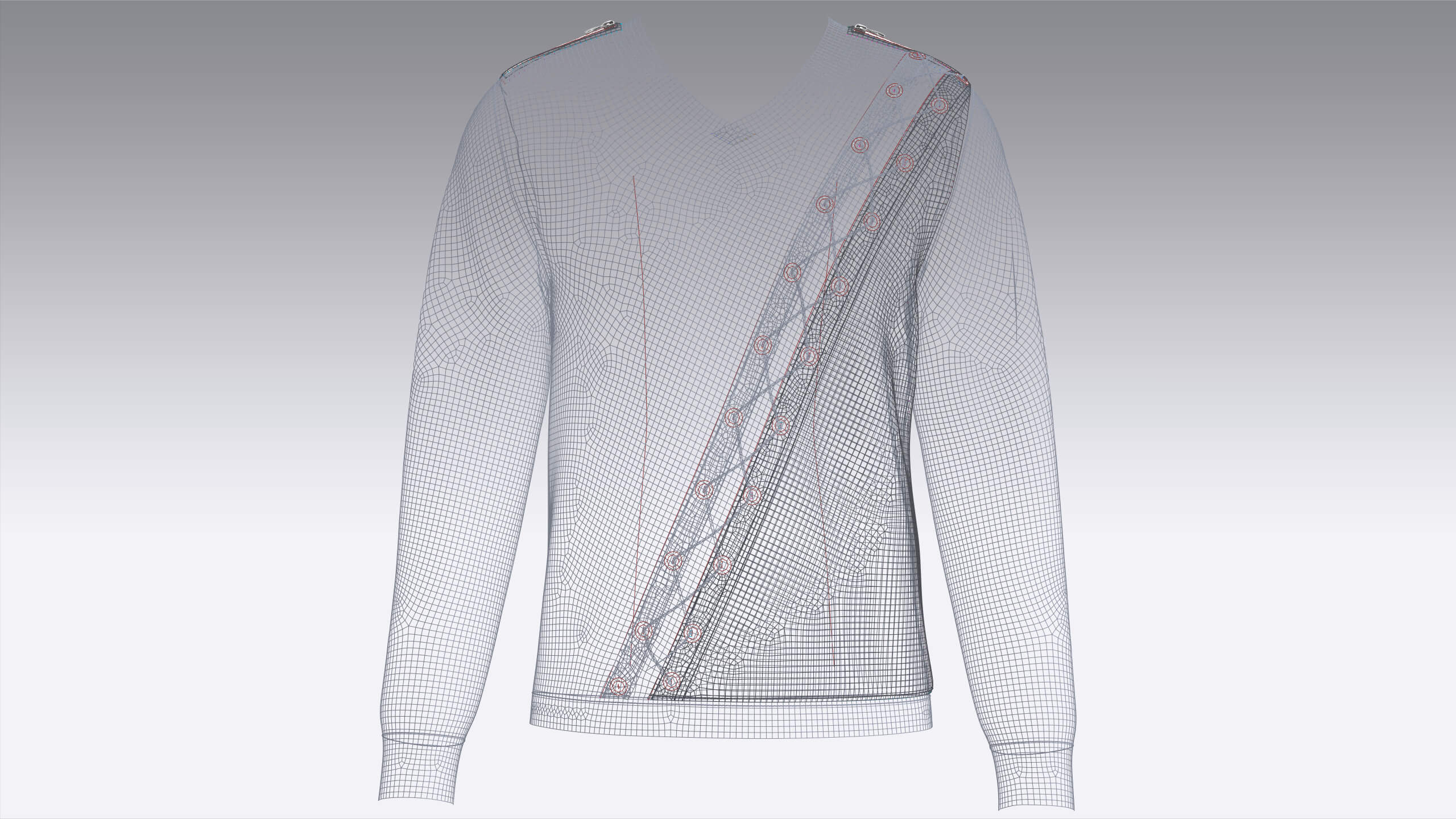 Men V-Neck Lace Up Sweatshirt 3D Model