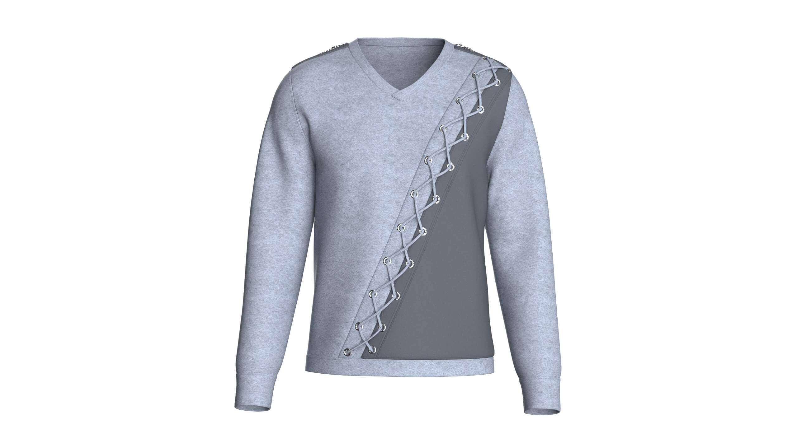 Men V-Neck Lace Up Sweatshirt 3D Model