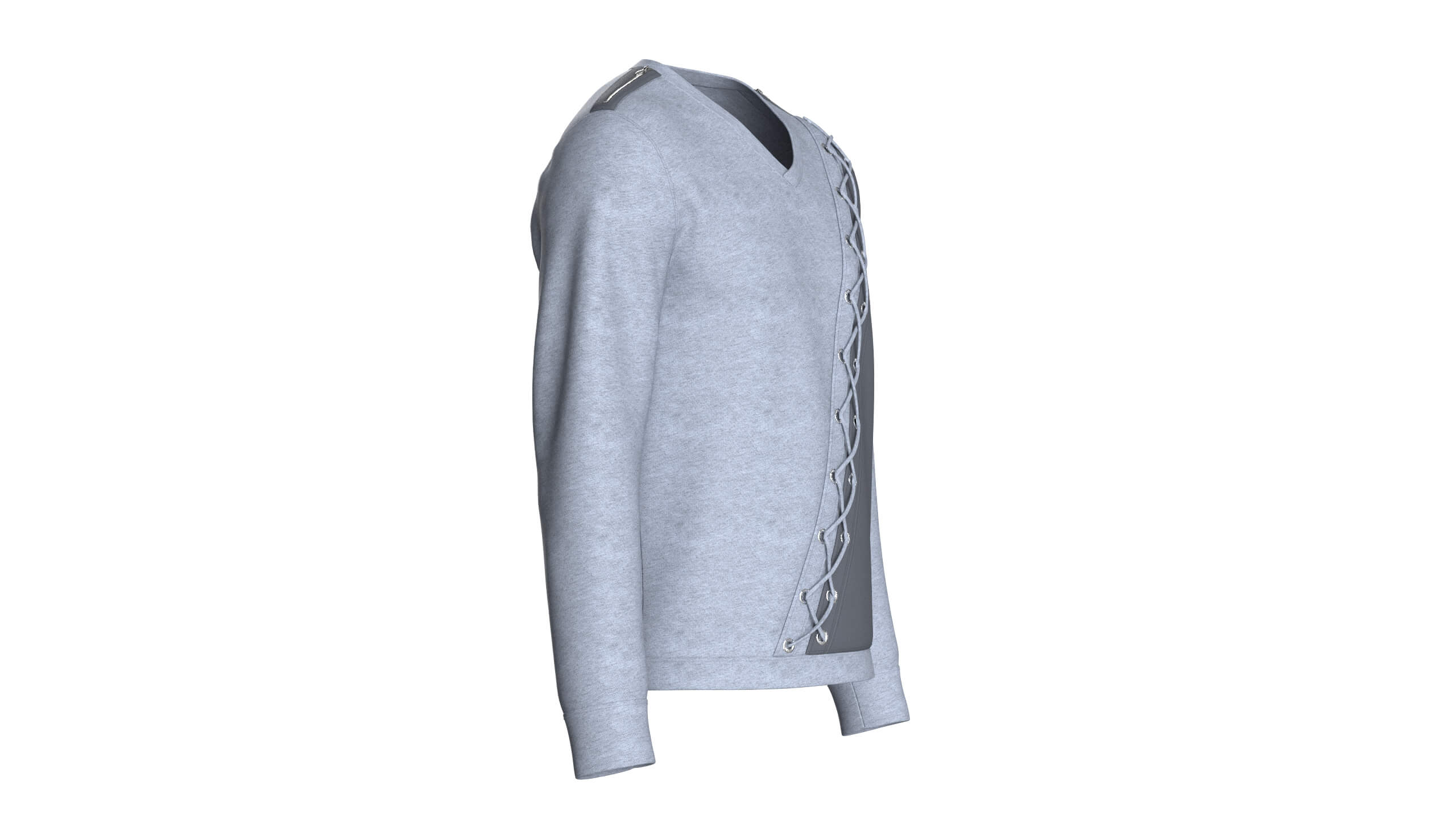 Men V-Neck Lace Up Sweatshirt 3D Model