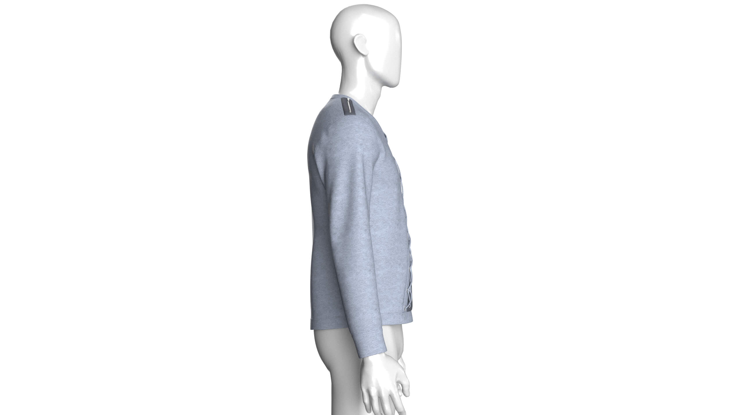Men V-Neck Lace Up Sweatshirt 3D Model