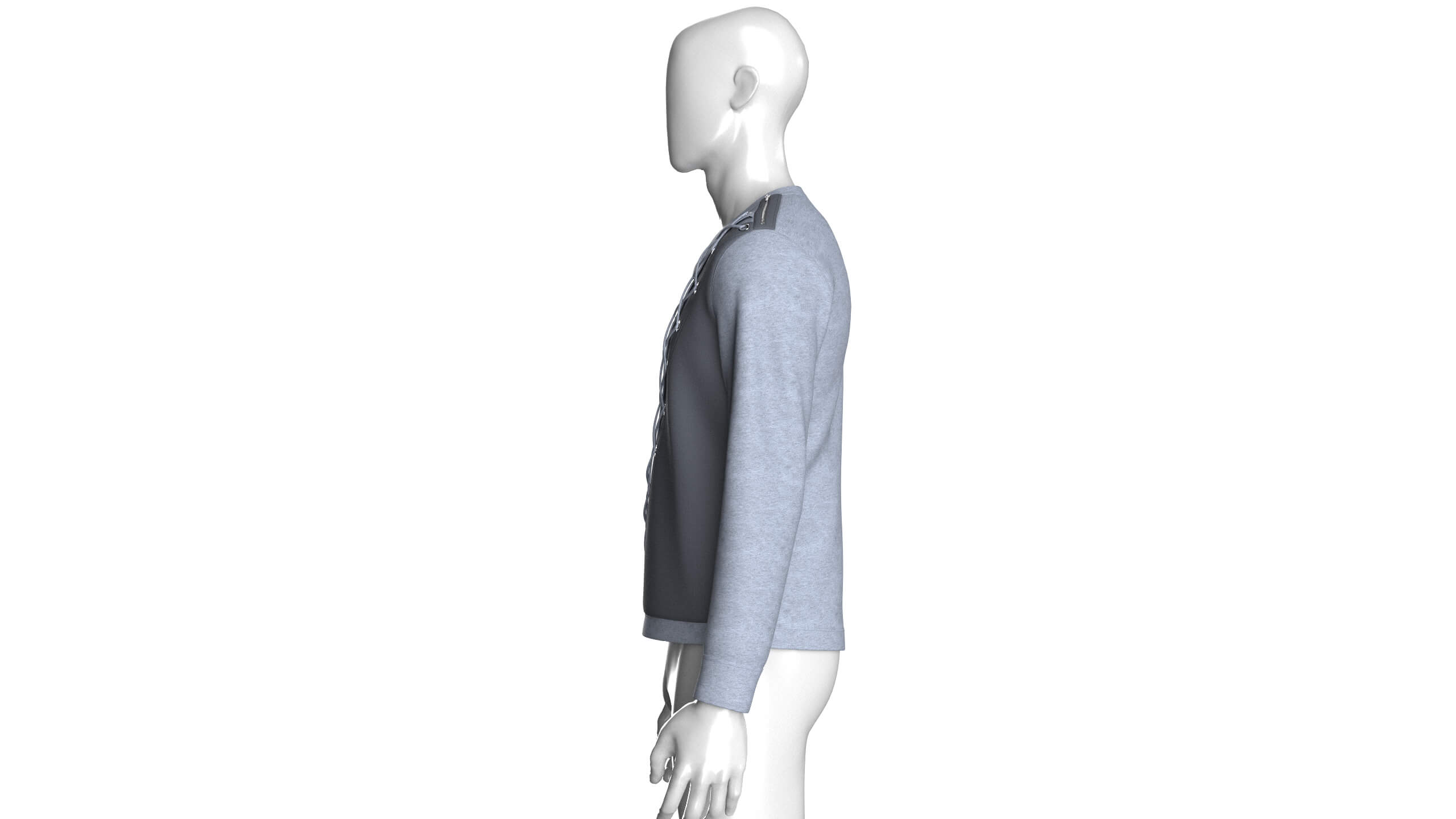 Men V-Neck Lace Up Sweatshirt 3D Model