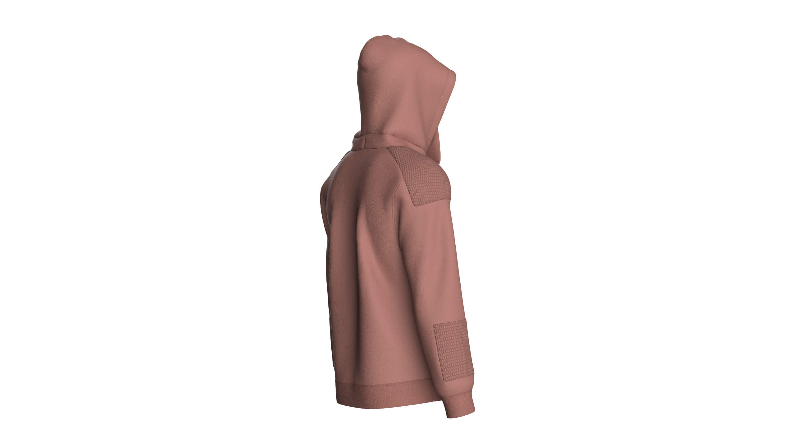 Men Zip Hoodie with Quilted Shoulder Pads 3D Model