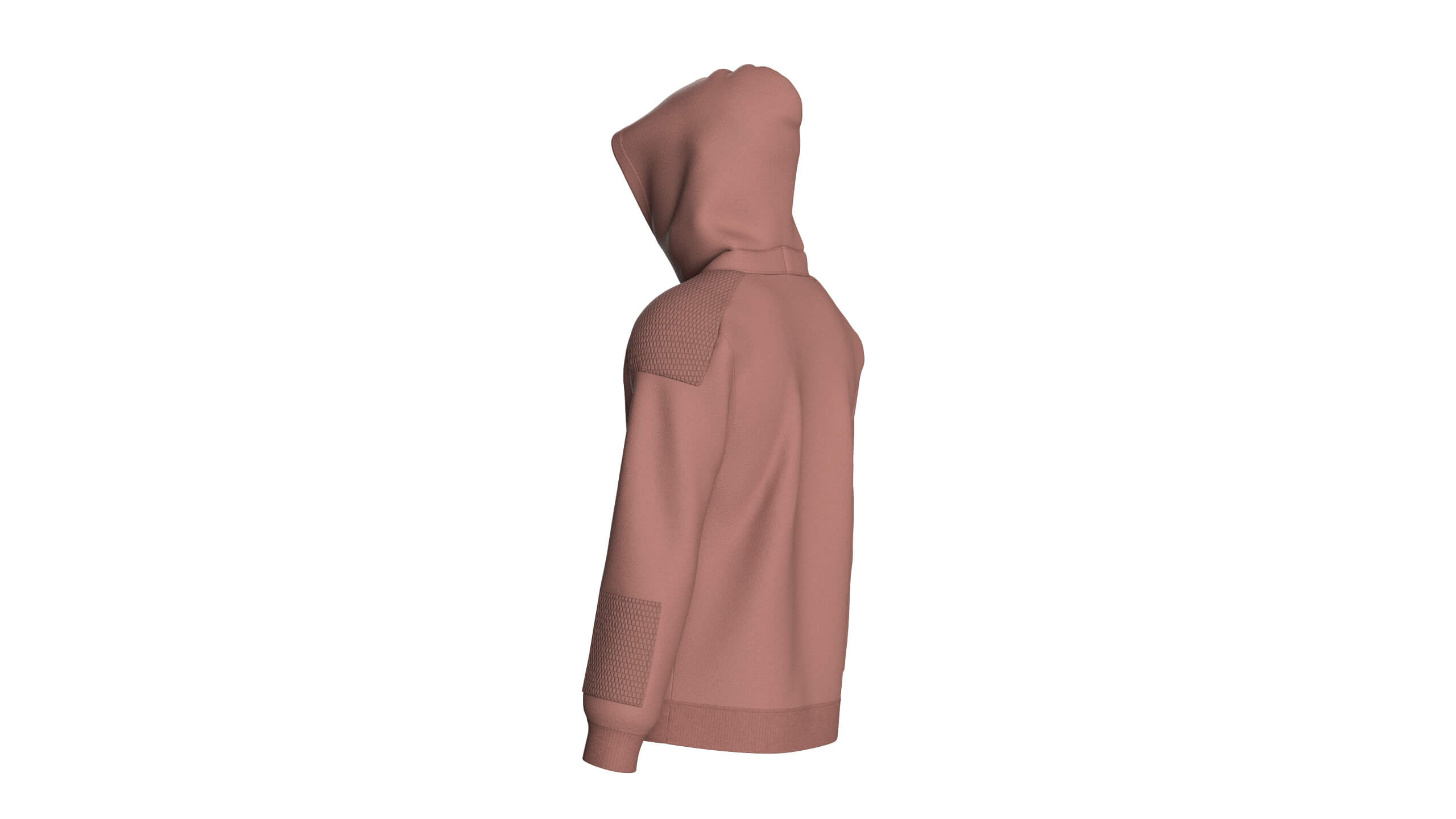 Men Zip Hoodie with Quilted Shoulder Pads 3D Model