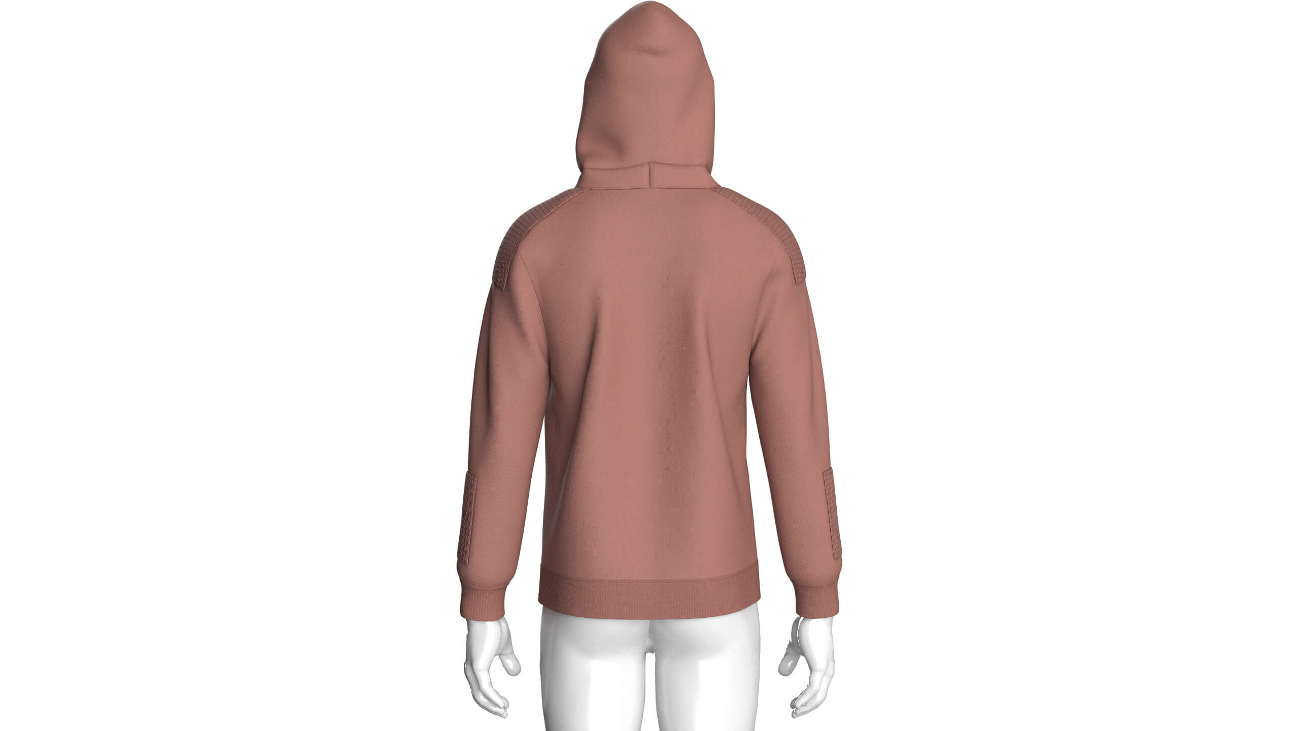 Men Zip Hoodie with Quilted Shoulder Pads 3D Model