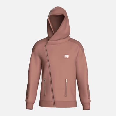 Men Zip Hoodie with Quilted Shoulder Pads