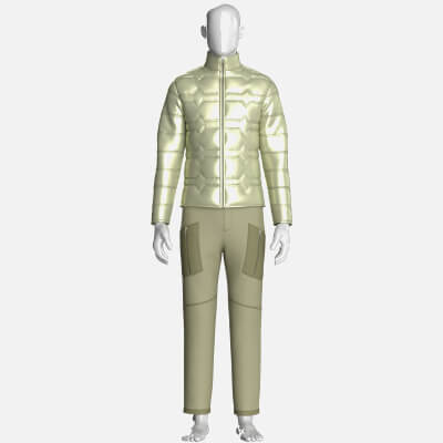 Men Zip Up Puffer Jacket with Cargo Pant Outfit