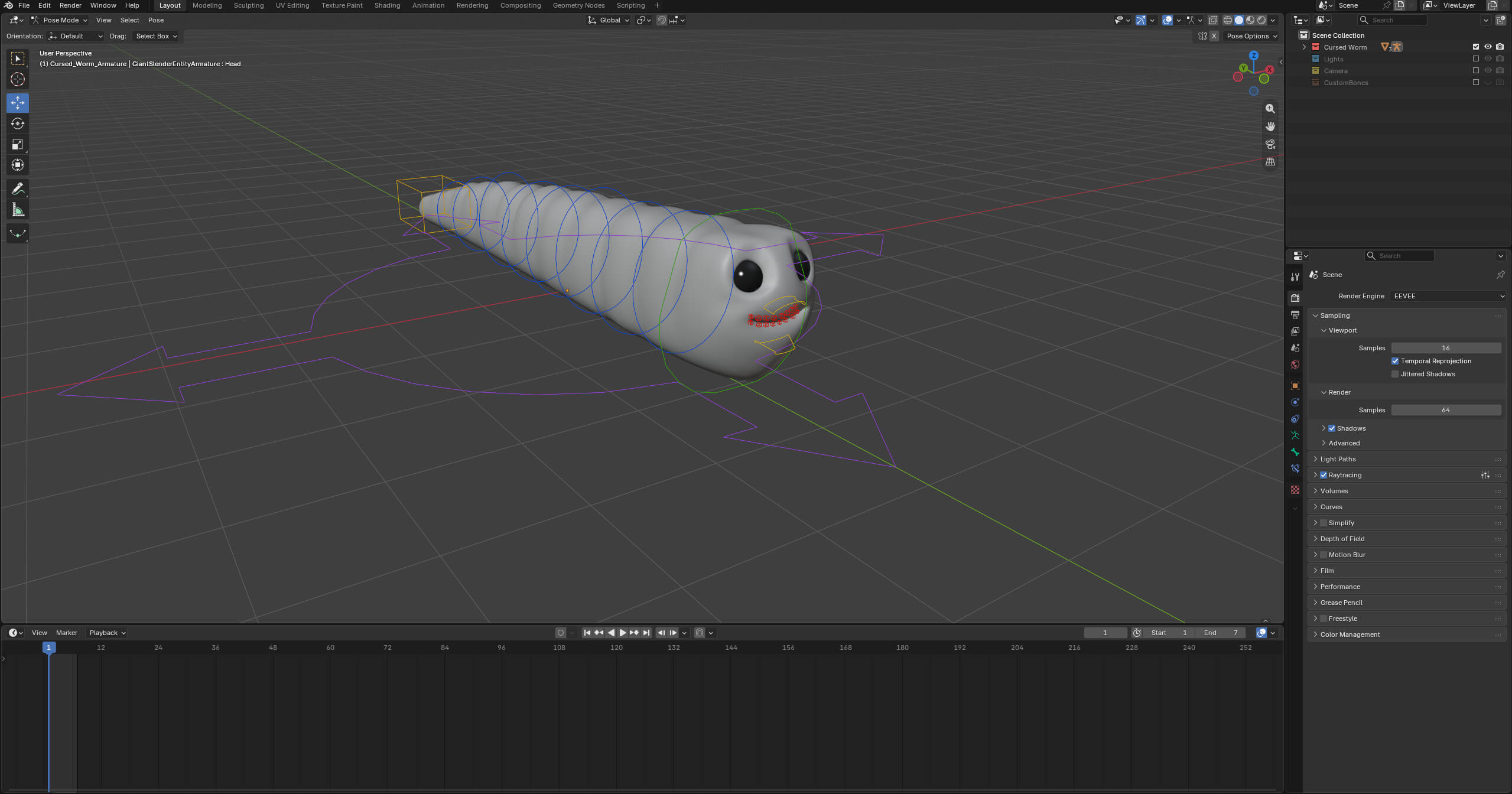 Cursed Worm Blender Model 3D Model