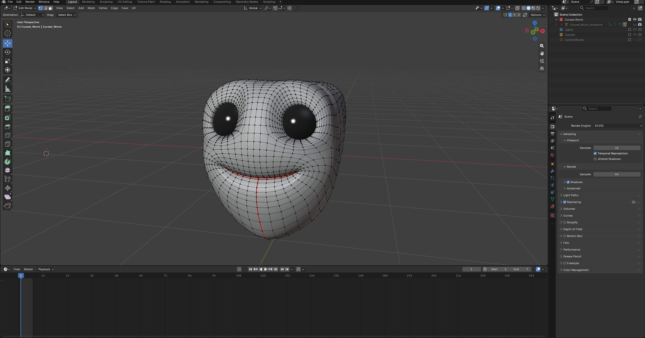 Cursed Worm Blender Model 3D Model
