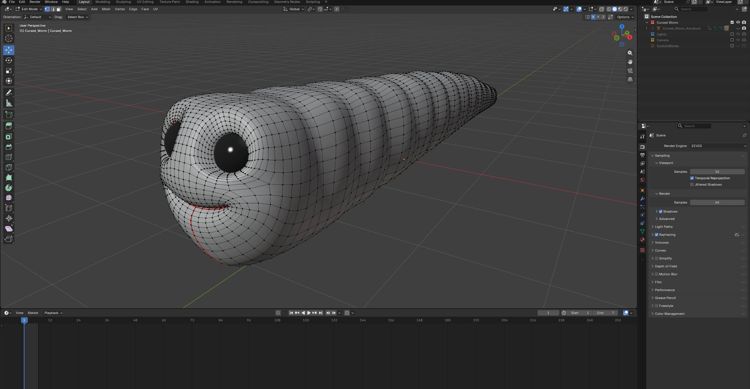 Cursed Worm Blender Model 3D Model