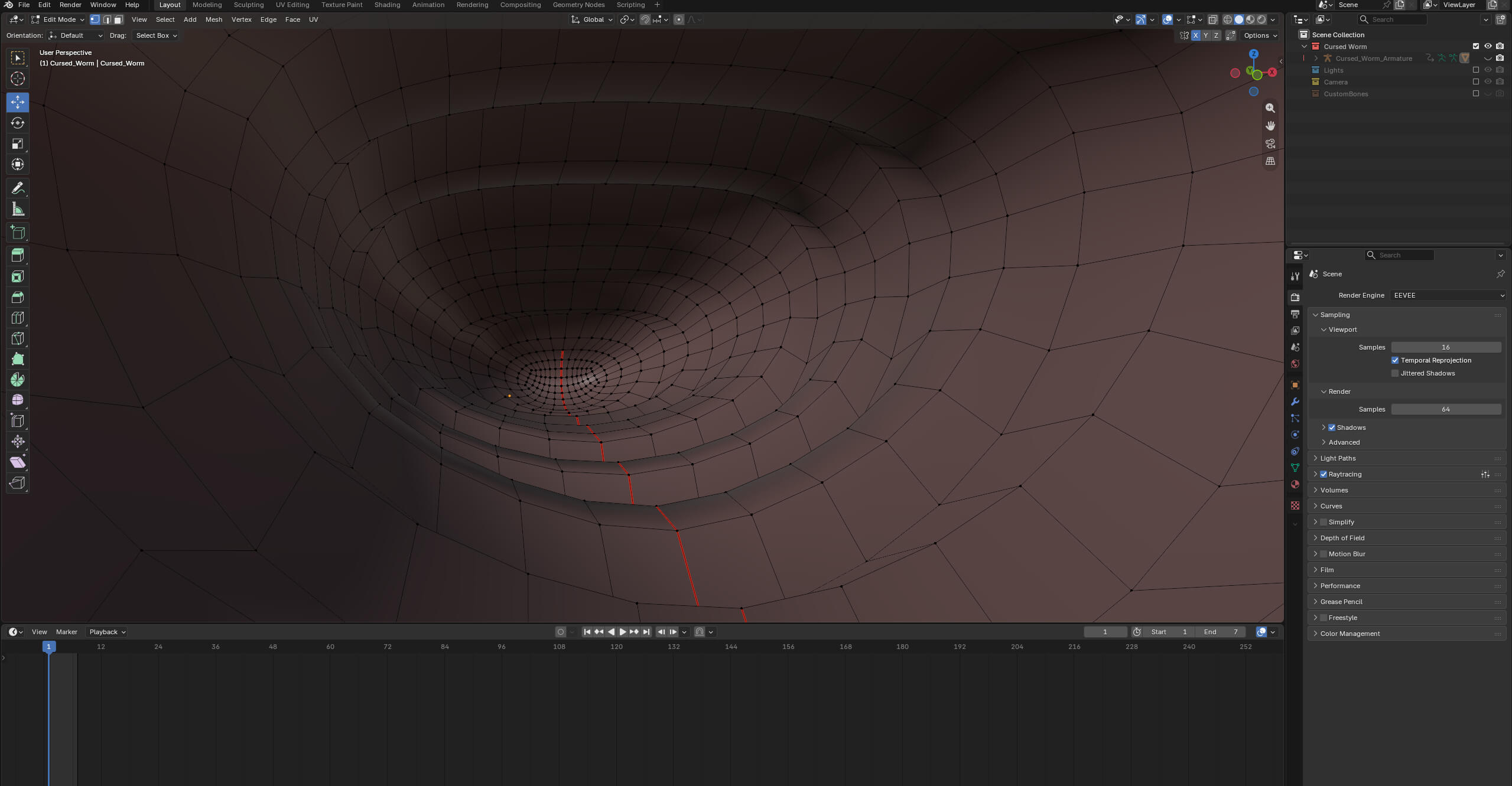 Cursed Worm Blender Model 3D Model