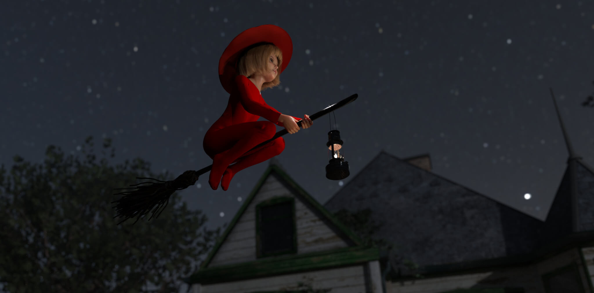 Witch Wendy Heads Home 3D Render, Digital Artwork by cosmicship