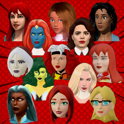 Marvel Comics Female Heads 3D Model