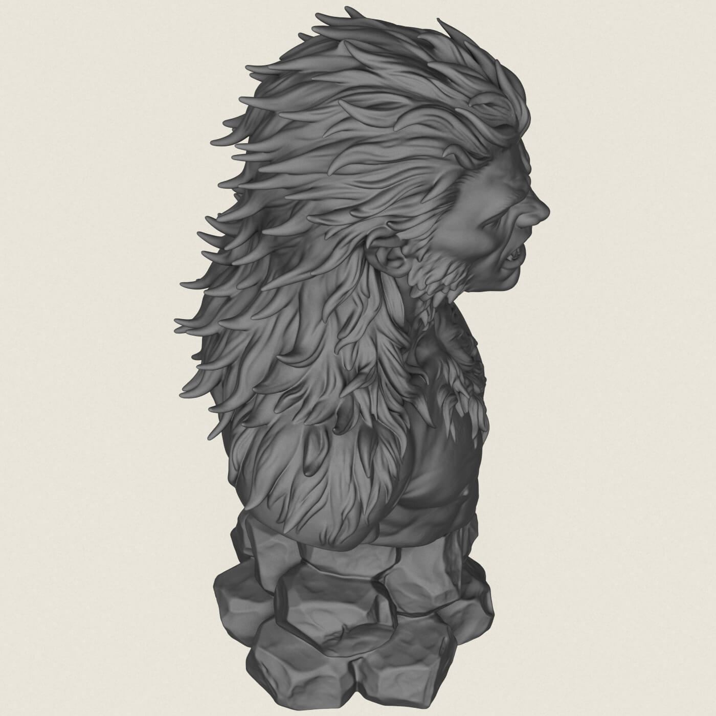 Aggressive Wolverine Creature Bust 3D Model