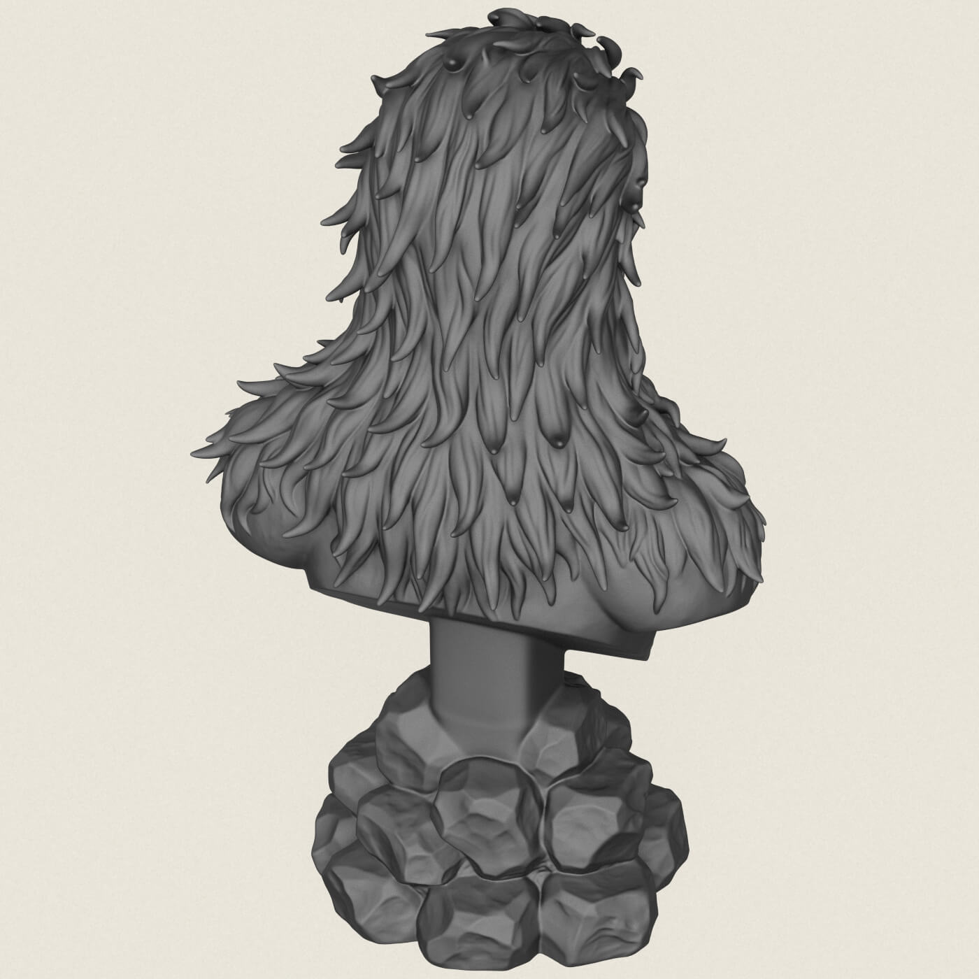 Aggressive Wolverine Creature Bust 3D Model