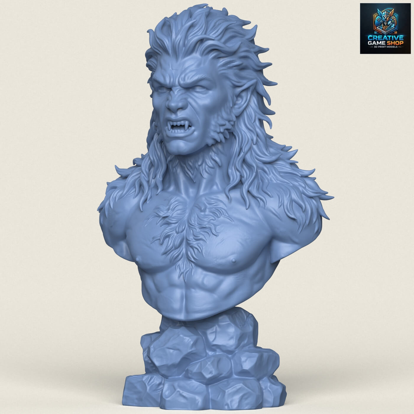 Aggressive Wolverine Creature Bust 3D Model