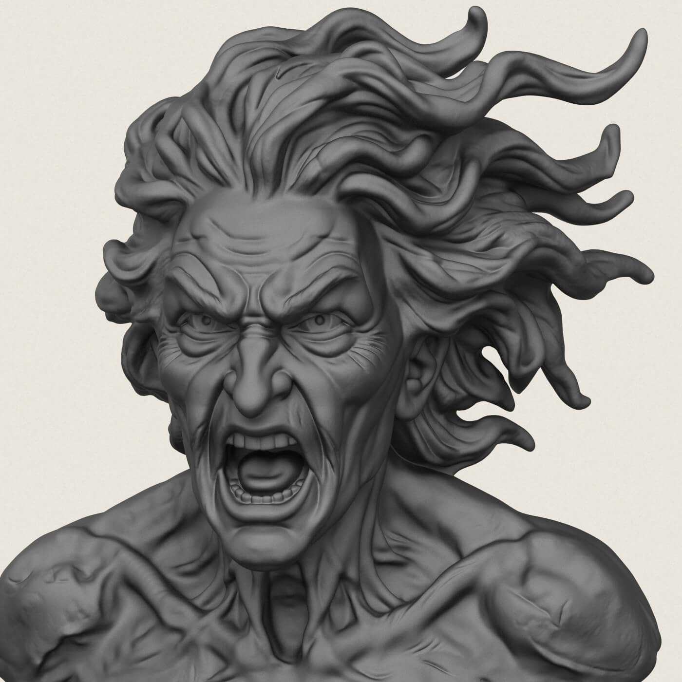 Attack Titan Eren Character Bust 3D Model