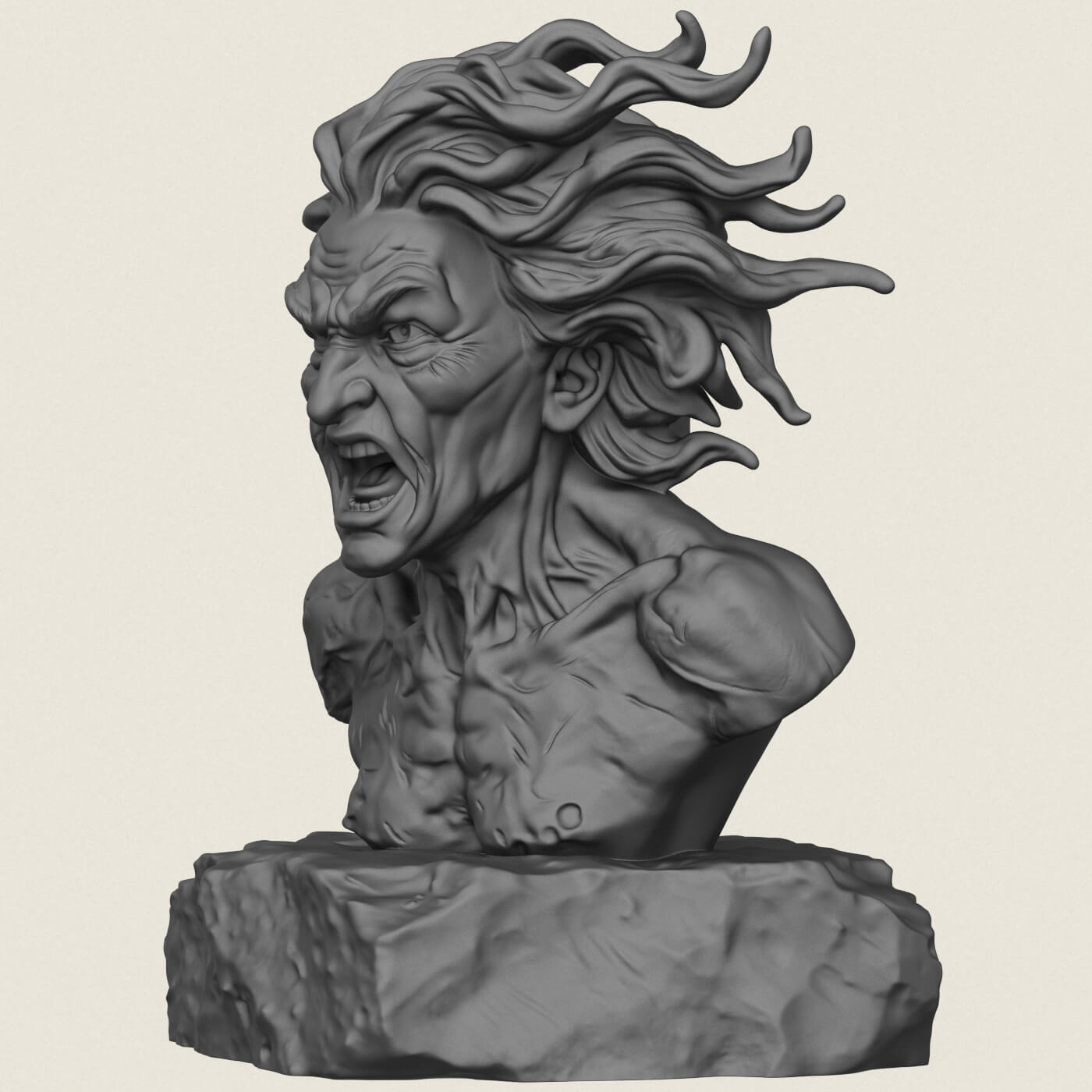 Attack Titan Eren Character Bust 3D Model