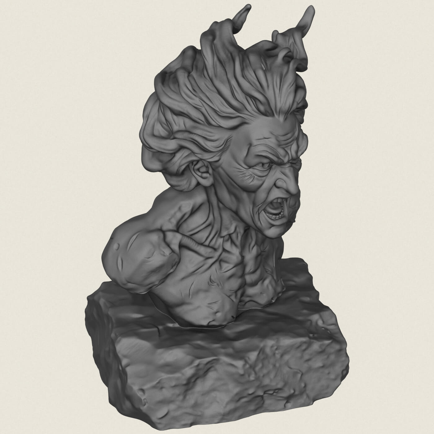 Attack Titan Eren Character Bust 3D Model