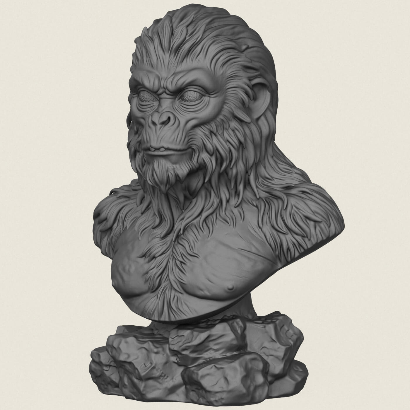 Chewbacca Ape Character Bust 3D Model