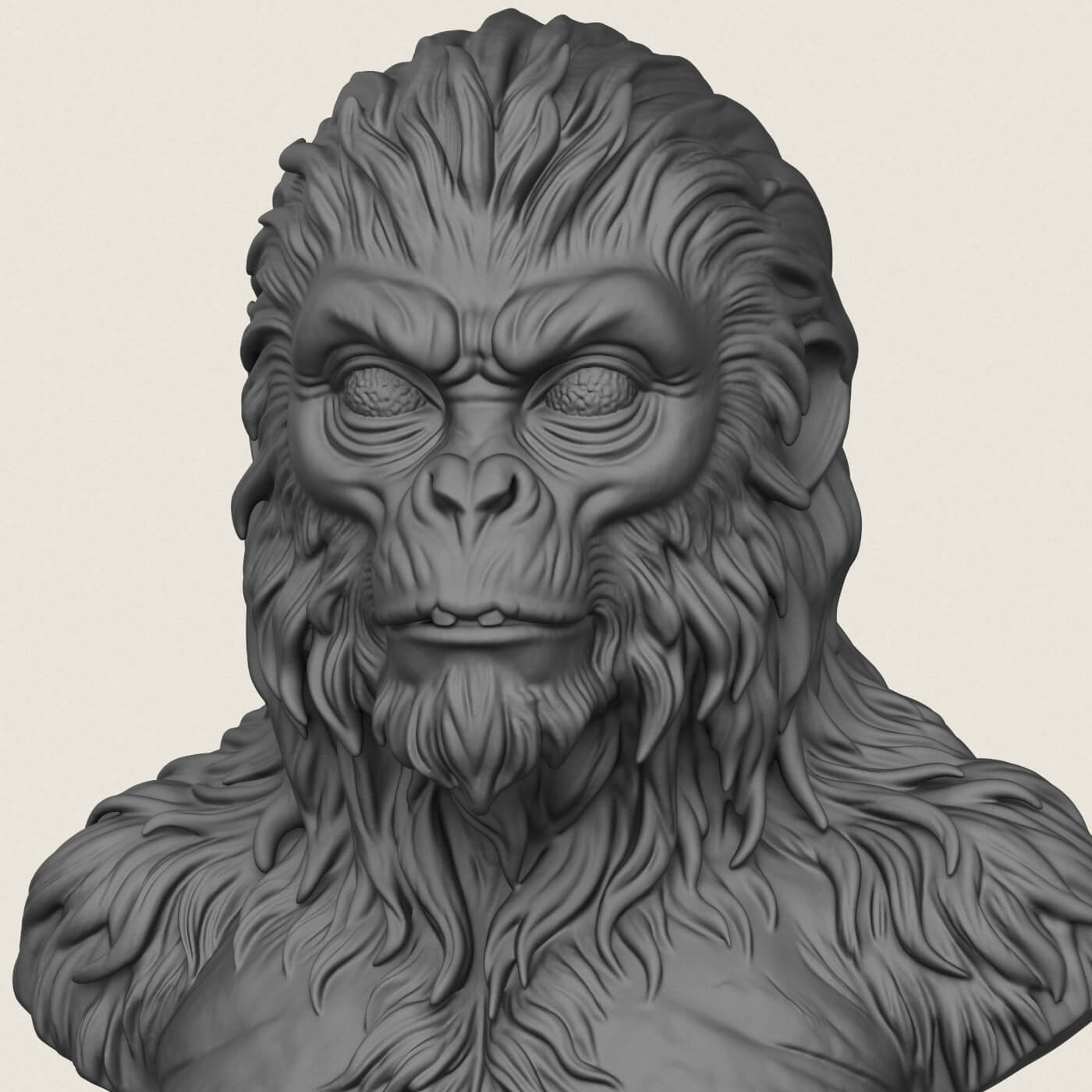 Chewbacca Ape Character Bust 3D Model