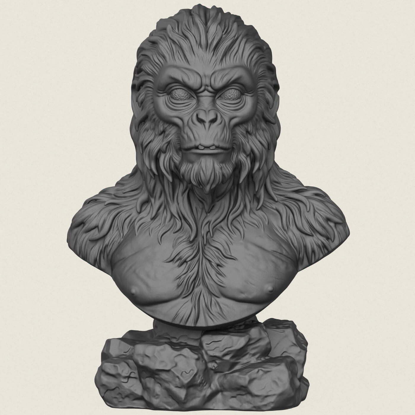 Chewbacca Ape Character Bust 3D Model