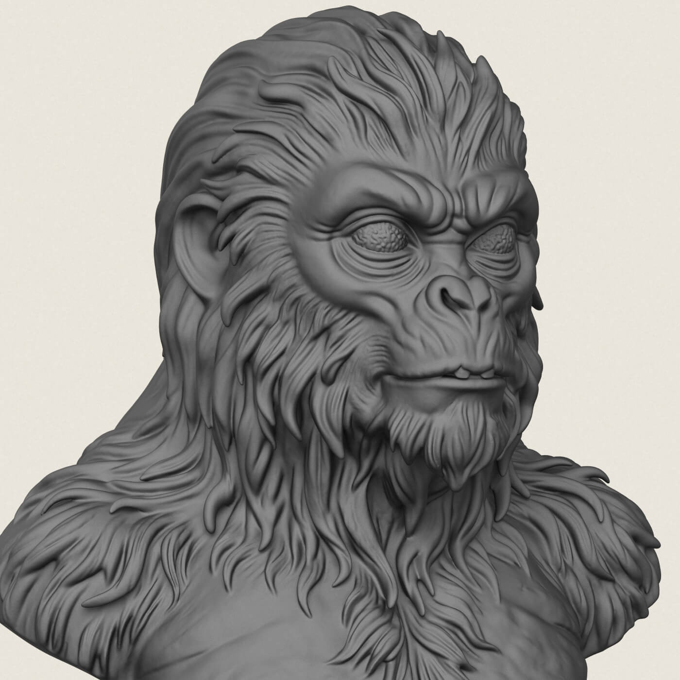 Chewbacca Ape Character Bust 3D Model