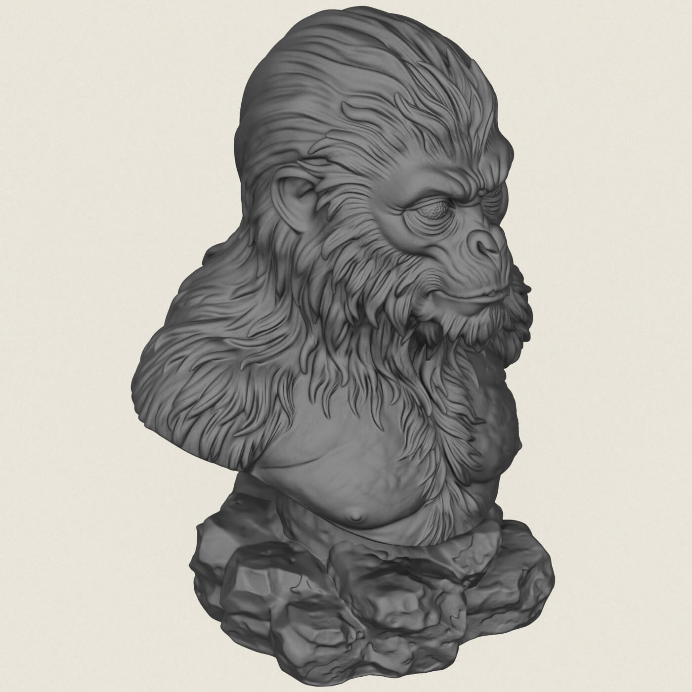 Chewbacca Ape Character Bust 3D Model